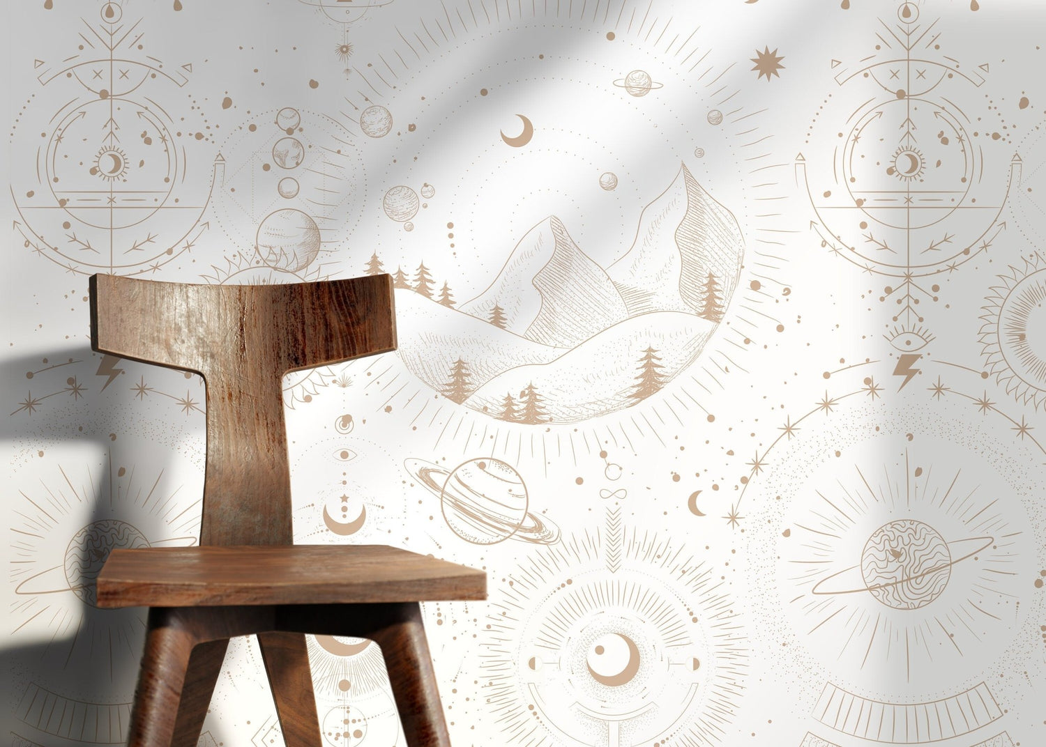 Celestial Mountains and Cosmic Symbols Wallpaper - D339 - WallTrend