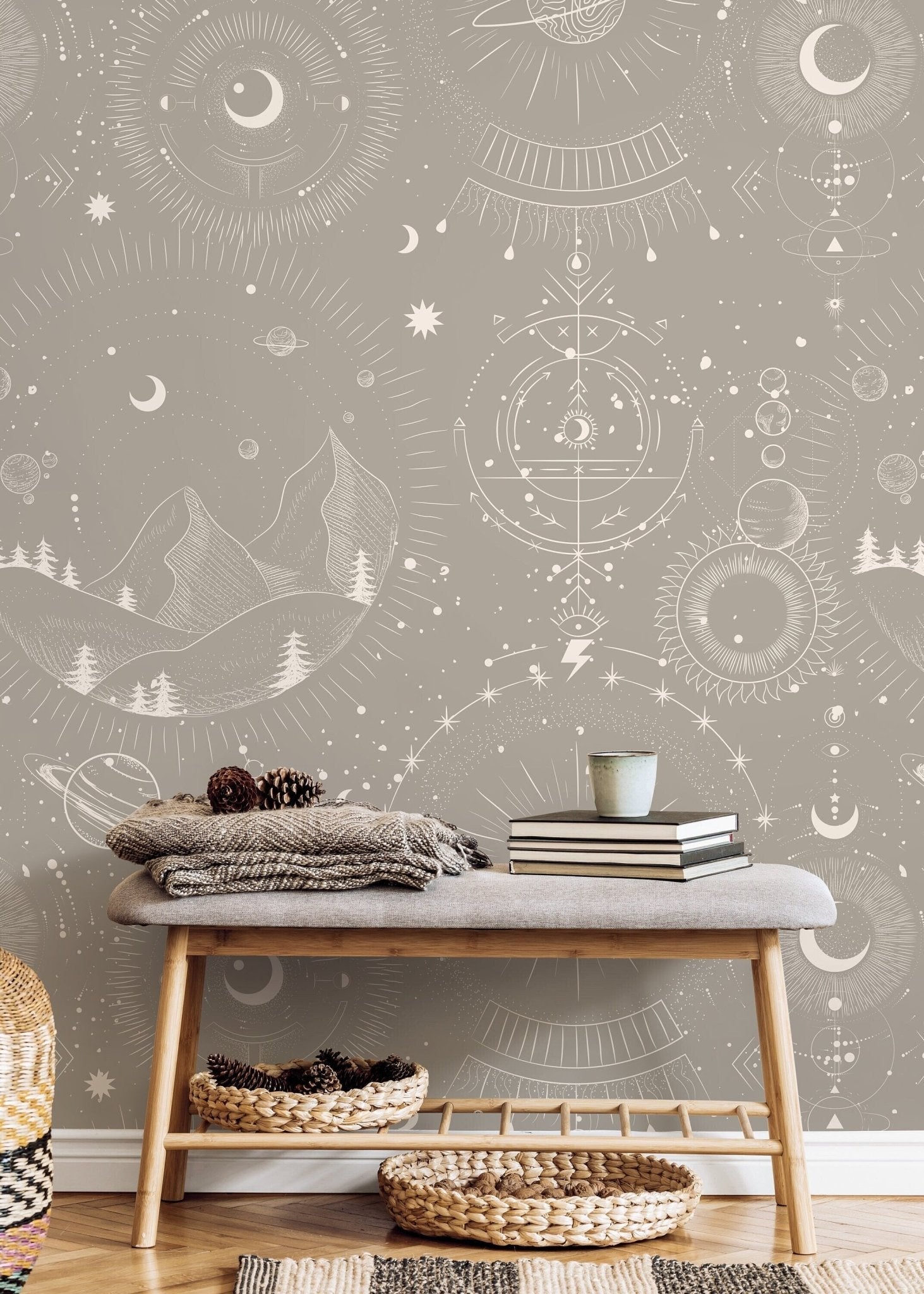 Celestial Mountains Wallpaper / Peel and Stick Wallpaper Removable Wallpaper Home Decor Wall Art Wall Decor Room Decor - D340 - WallTrend