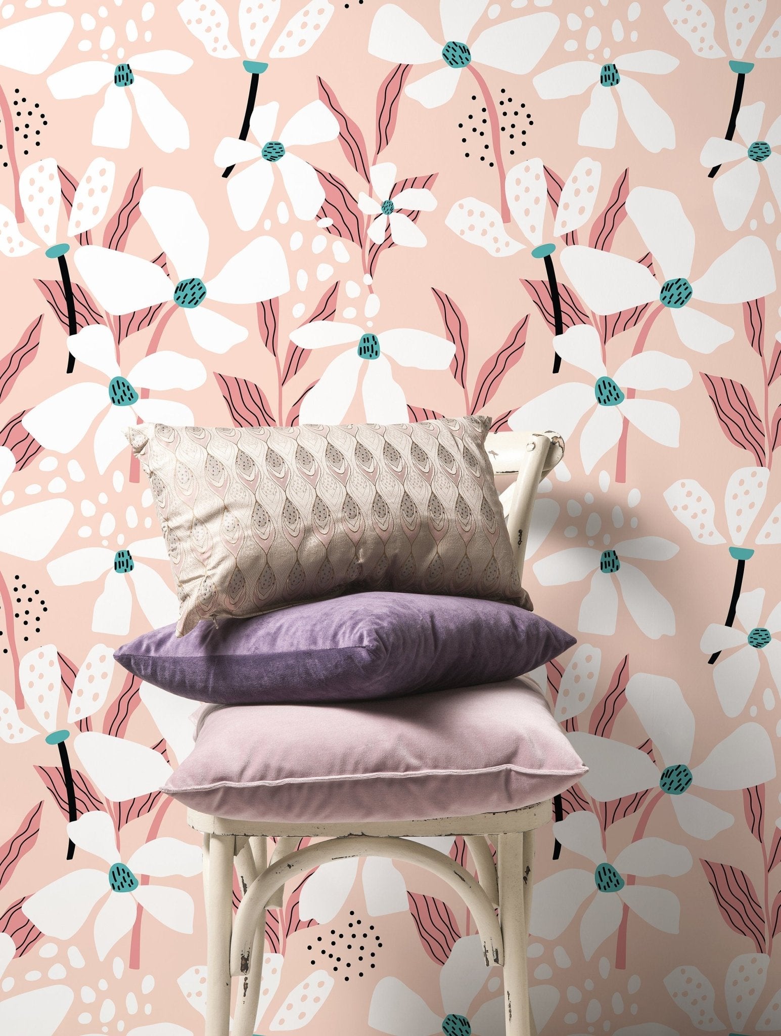 Charming Blossom Illustration Wallpaper - D372 - WallTrend