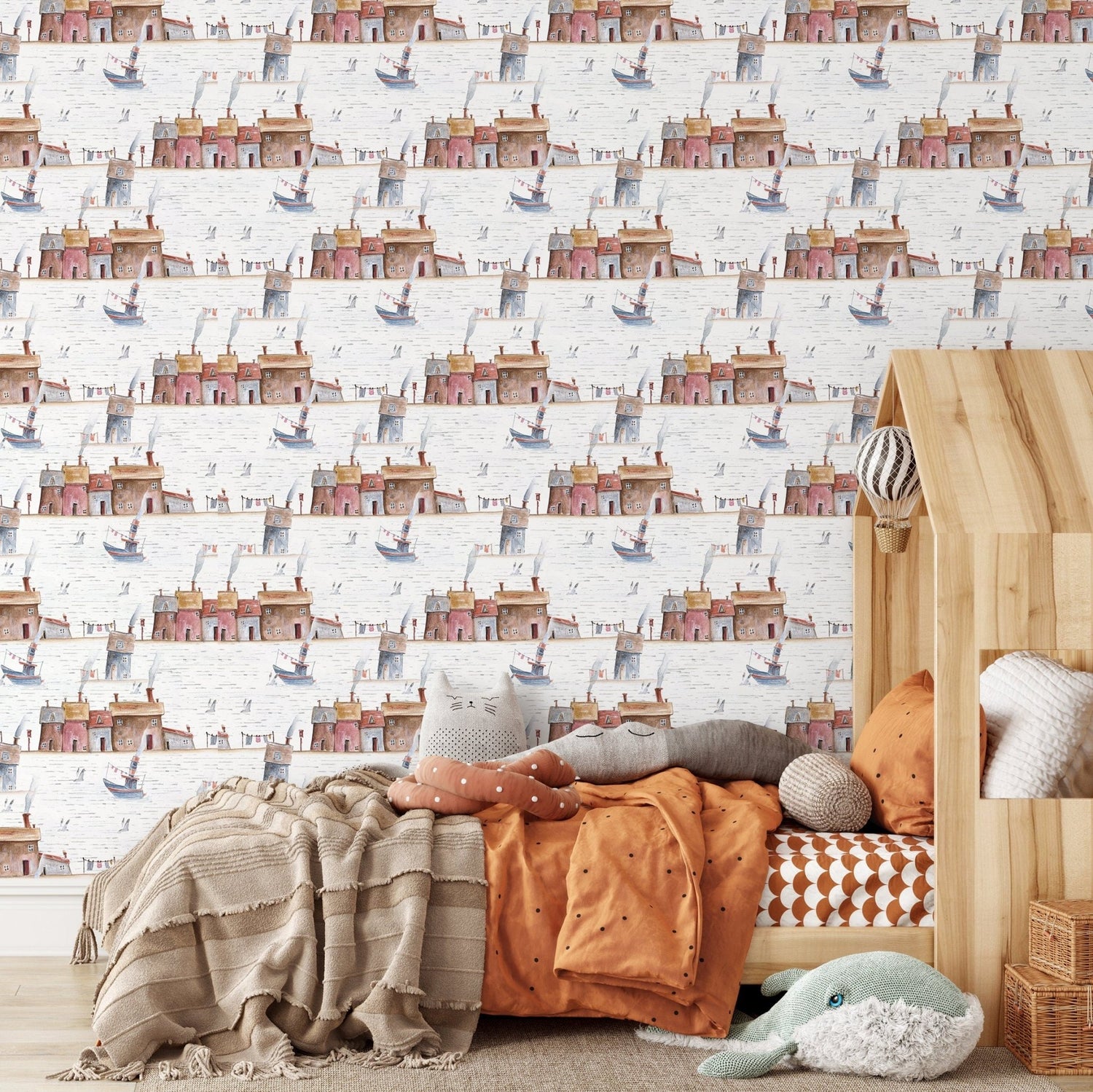 Charming Coastal Village Wallpaper - A376 - WallTrend