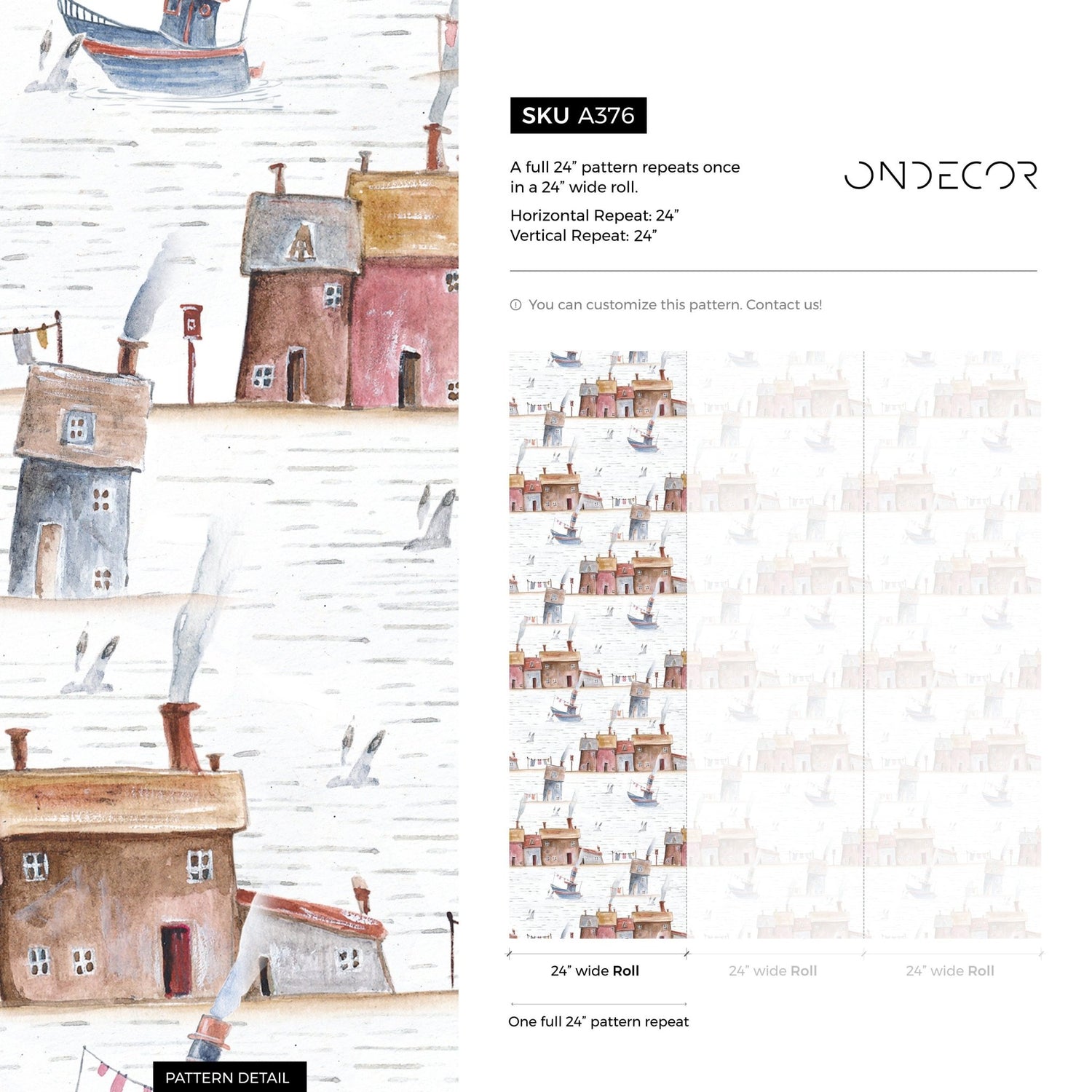 Charming Coastal Village Wallpaper - A376 - WallTrend