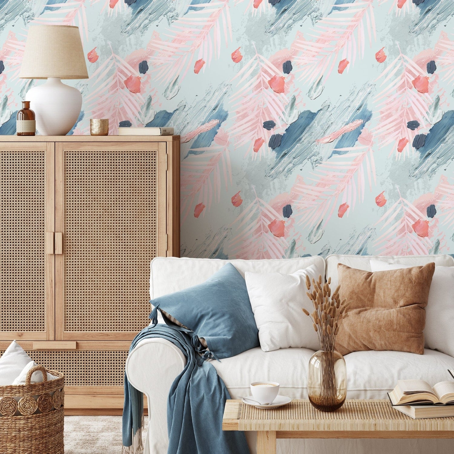 Chic Tropical Brushstrokes Wallpaper - A941 - WallTrend