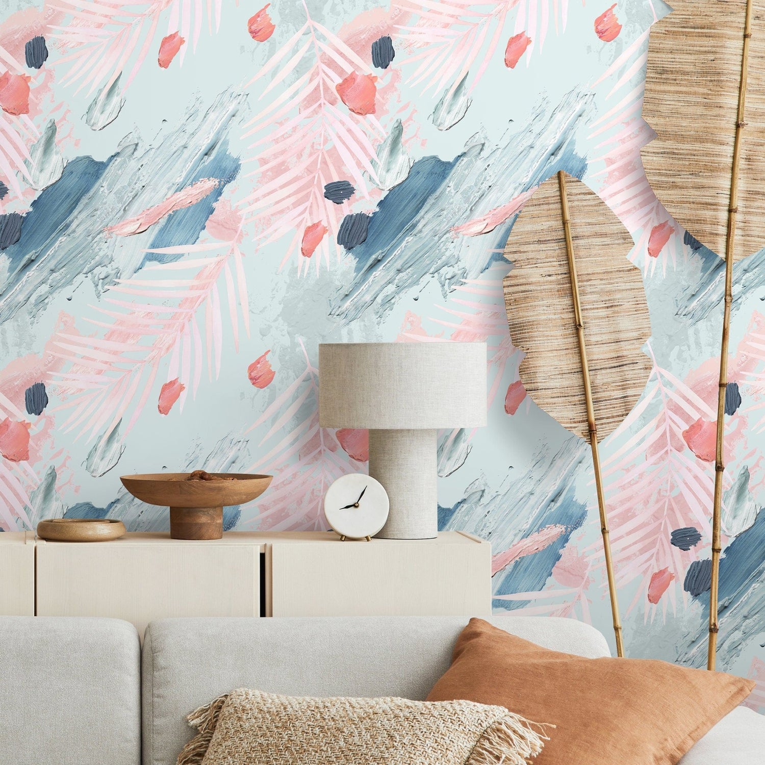 Chic Tropical Brushstrokes Wallpaper - A941 - WallTrend