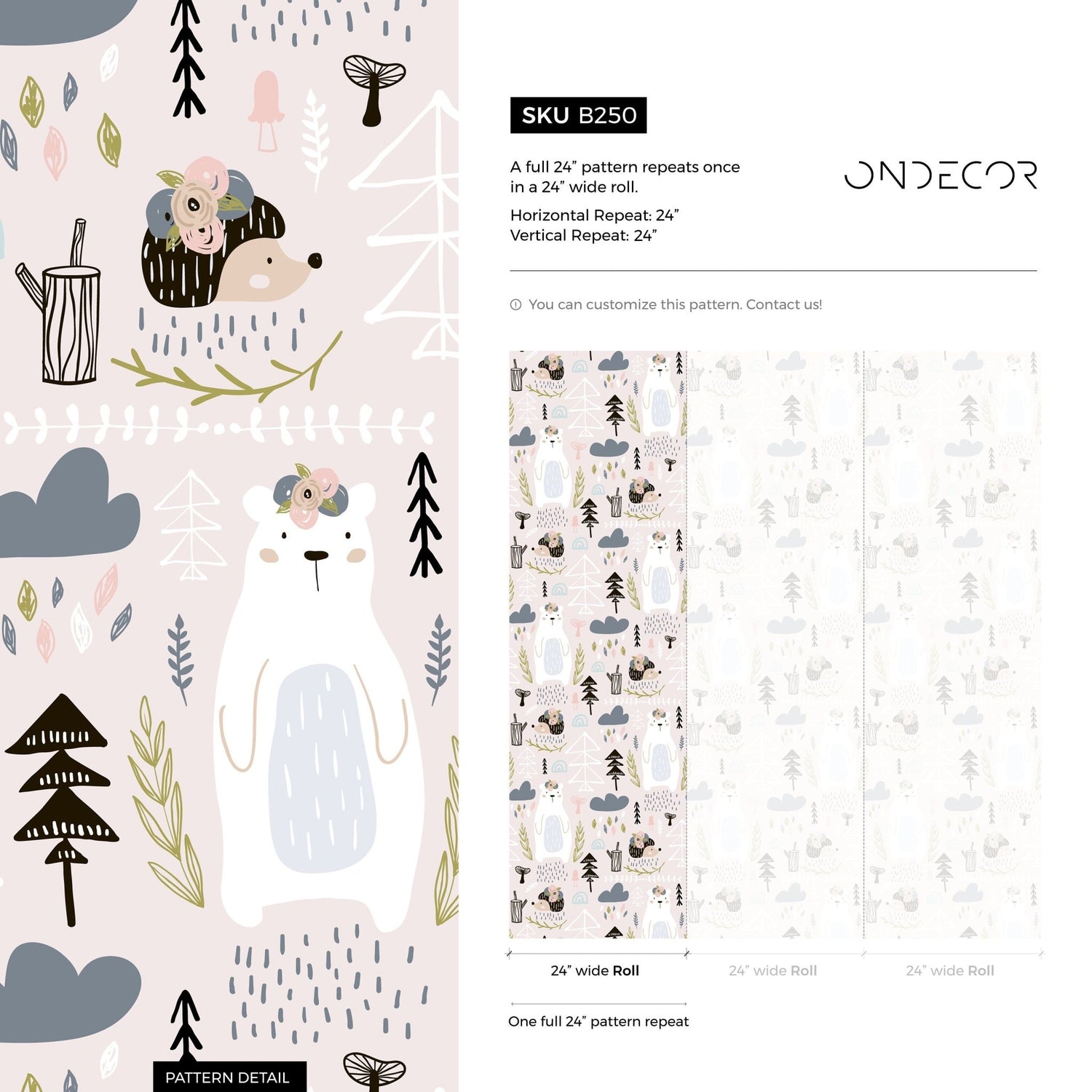 Childrens Whimsical Forest Friends Wallpaper - B250 - WallTrend