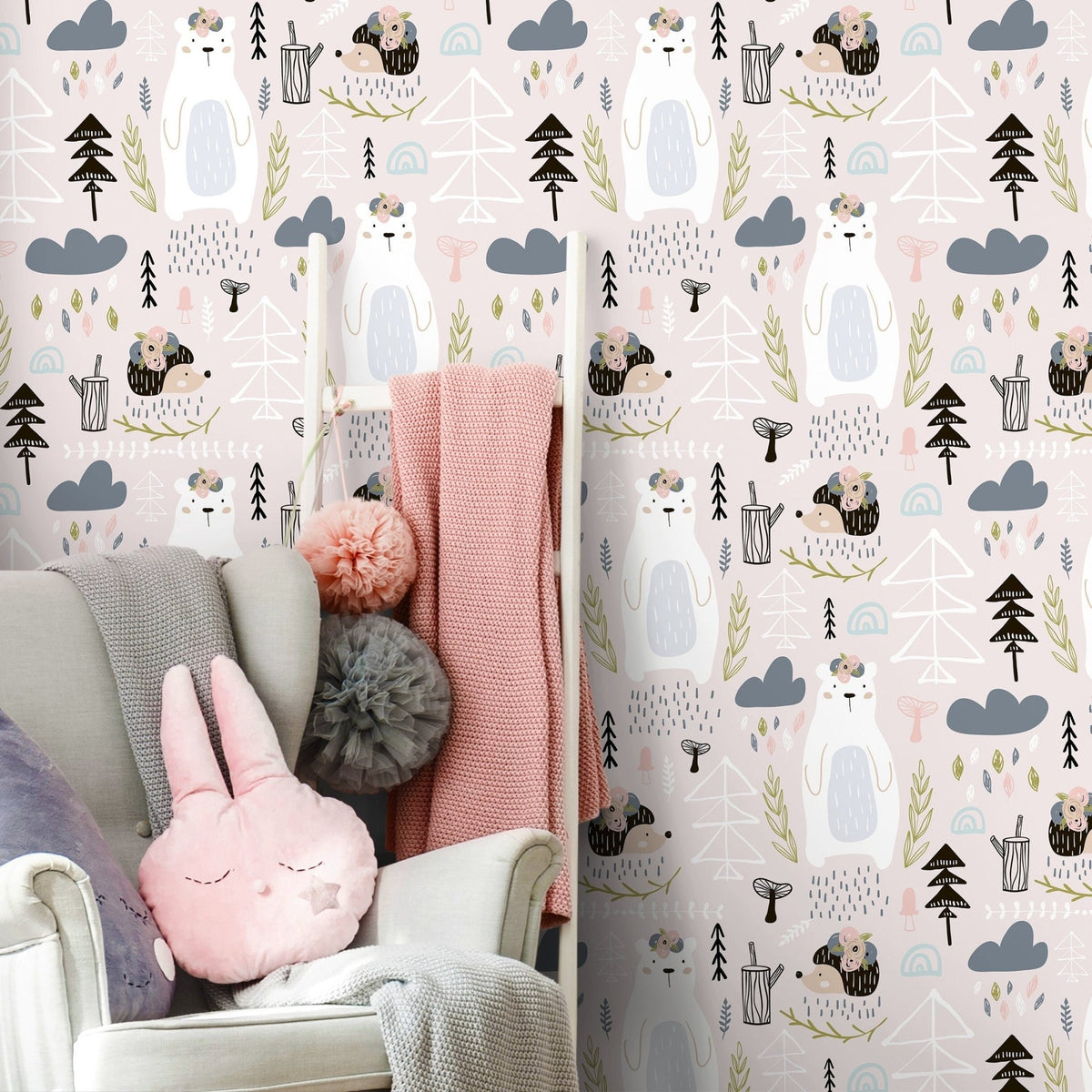 Childrens Whimsical Forest Friends Wallpaper - B250 - WallTrend