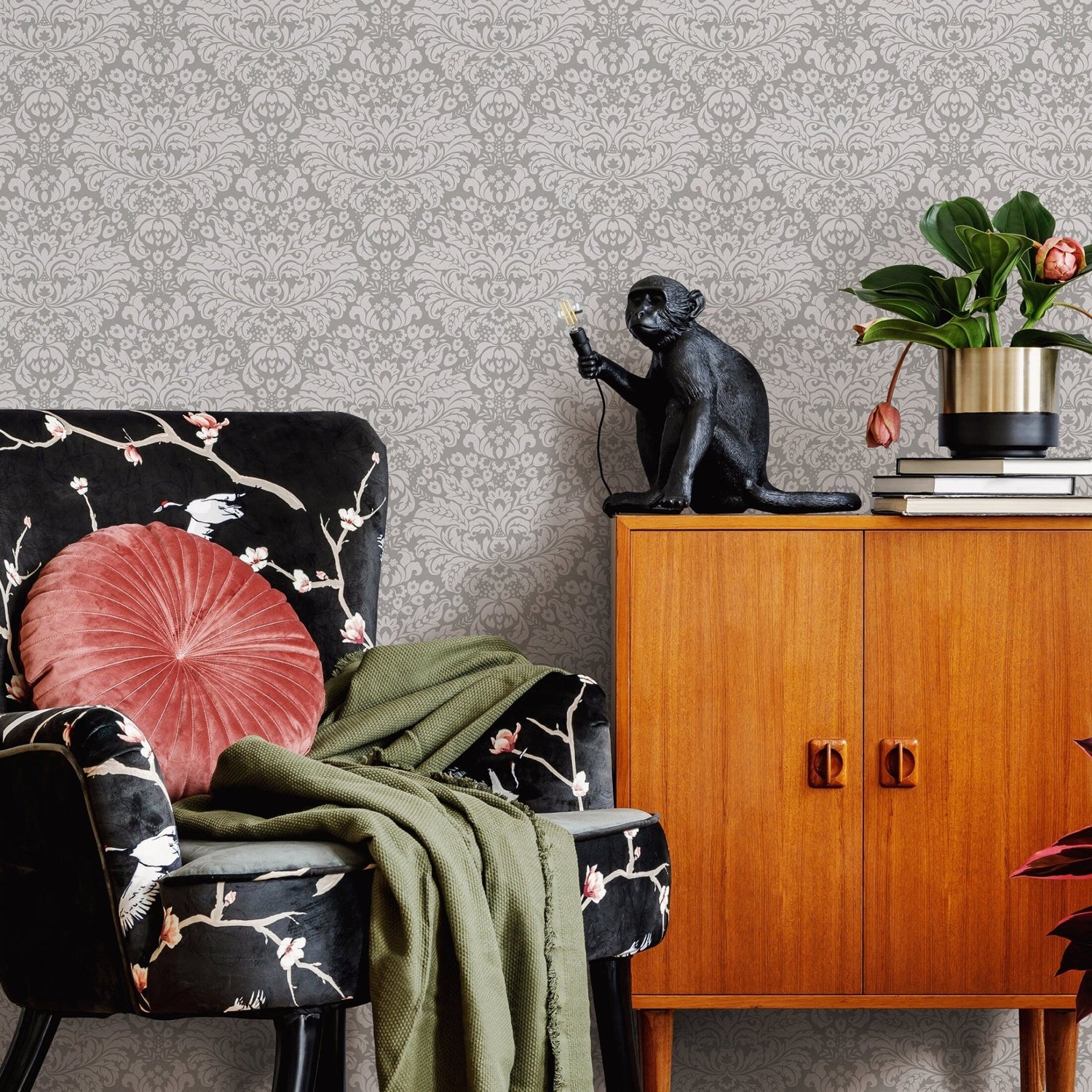 Classic Floral Damask Wallpaper - A897 - WallTrend