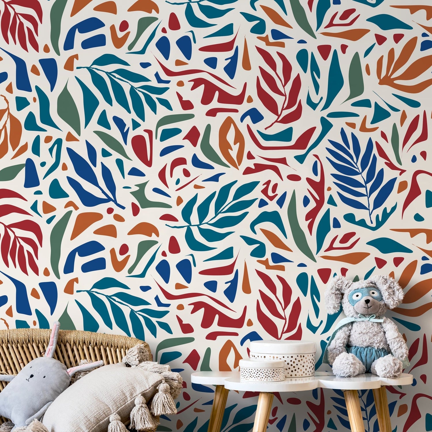 Colorful Abstract Leaf Wallpaper Modern Wallpaper Peel and Stick and Traditional Wallpaper - D721 - WallTrend