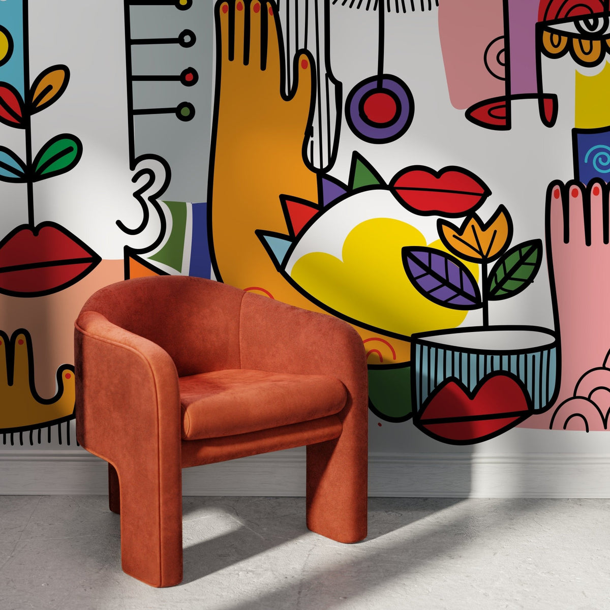 Colorful Abstract Mural Surreal Art Wallpaper Peel and Stick Wallpaper Home Decor - D596 - WallTrend
