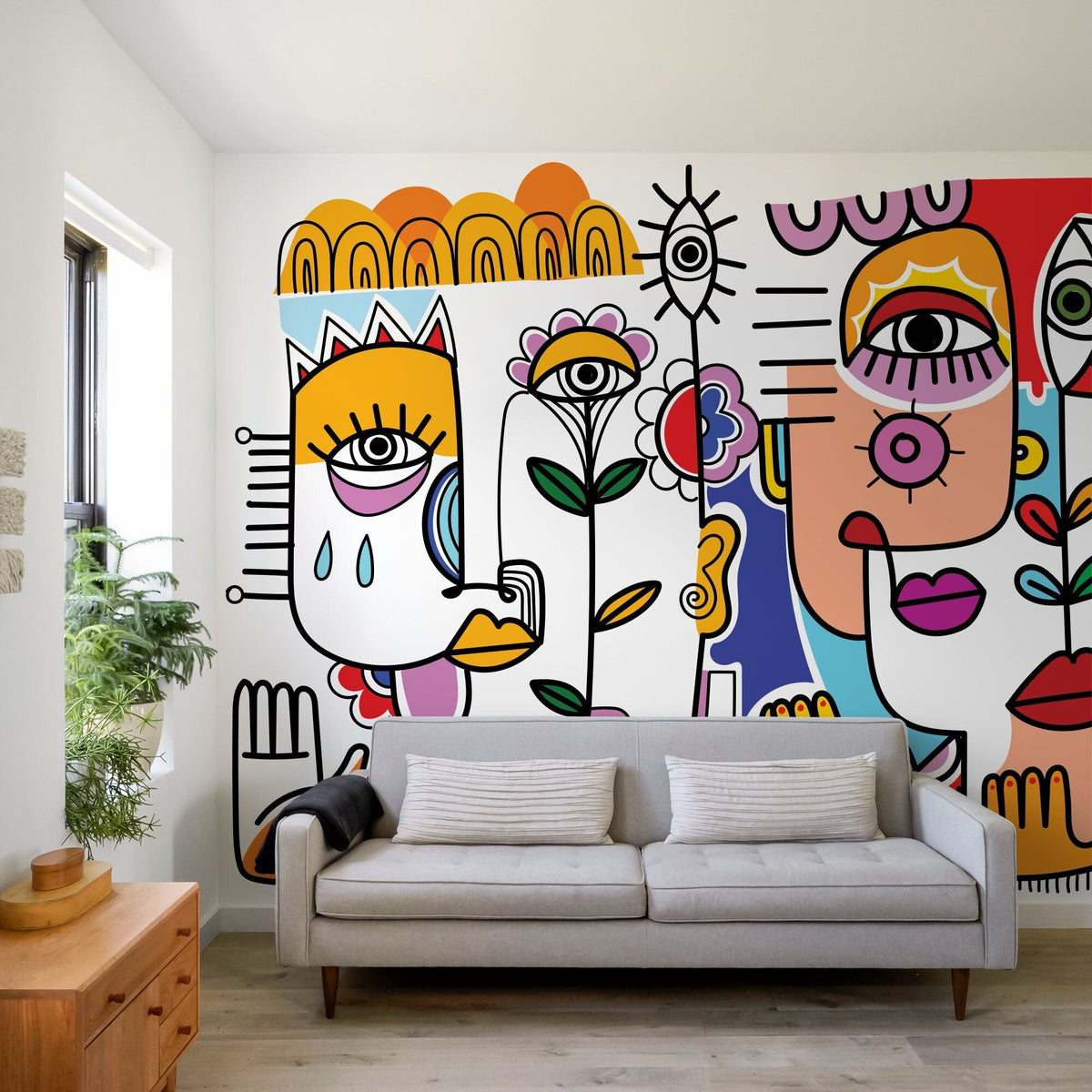 Colorful Abstract Mural Surreal Art Wallpaper Peel and Stick Wallpaper Home Decor - D596 - WallTrend