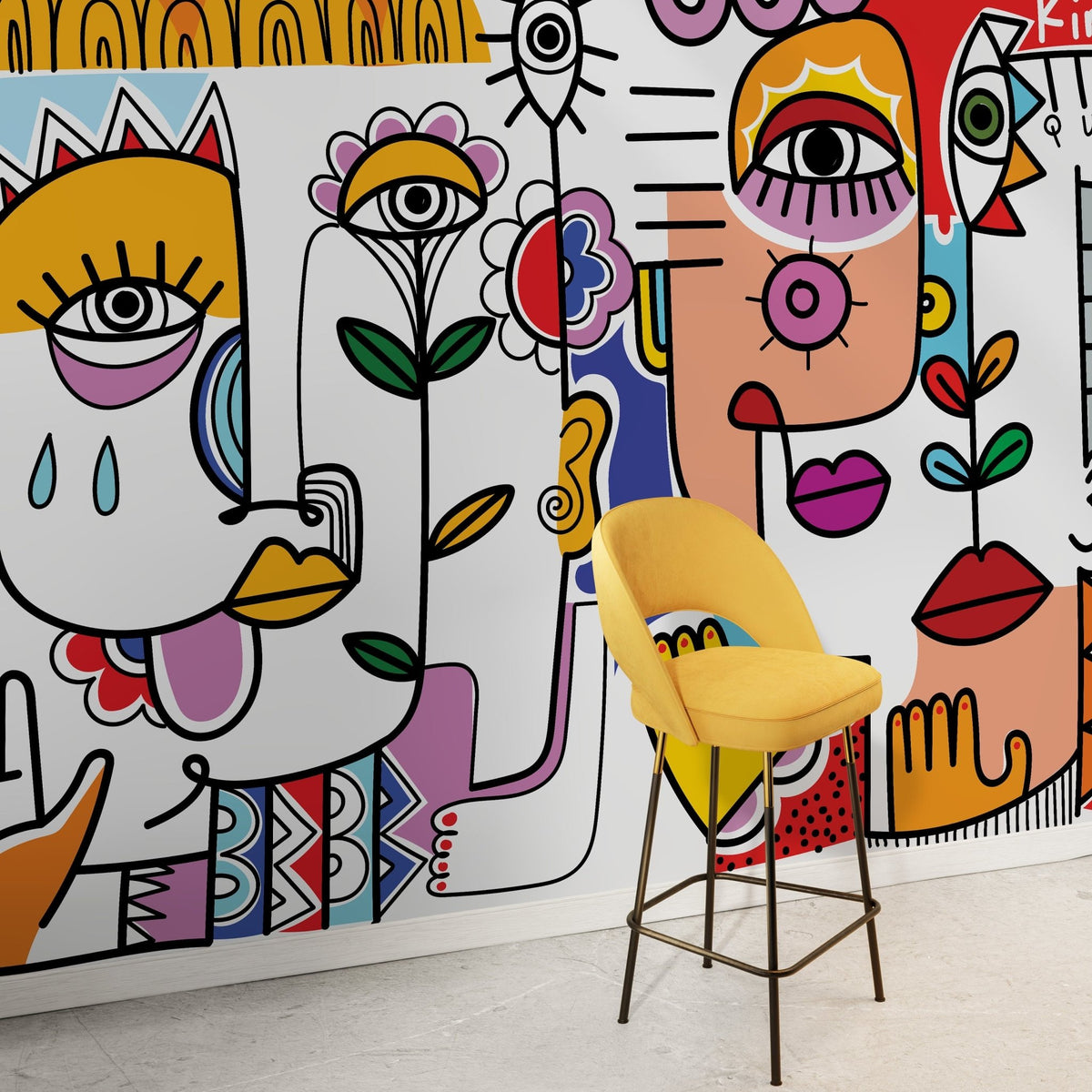 Colorful Abstract Mural Surreal Art Wallpaper Peel and Stick Wallpaper Home Decor - D596 - WallTrend