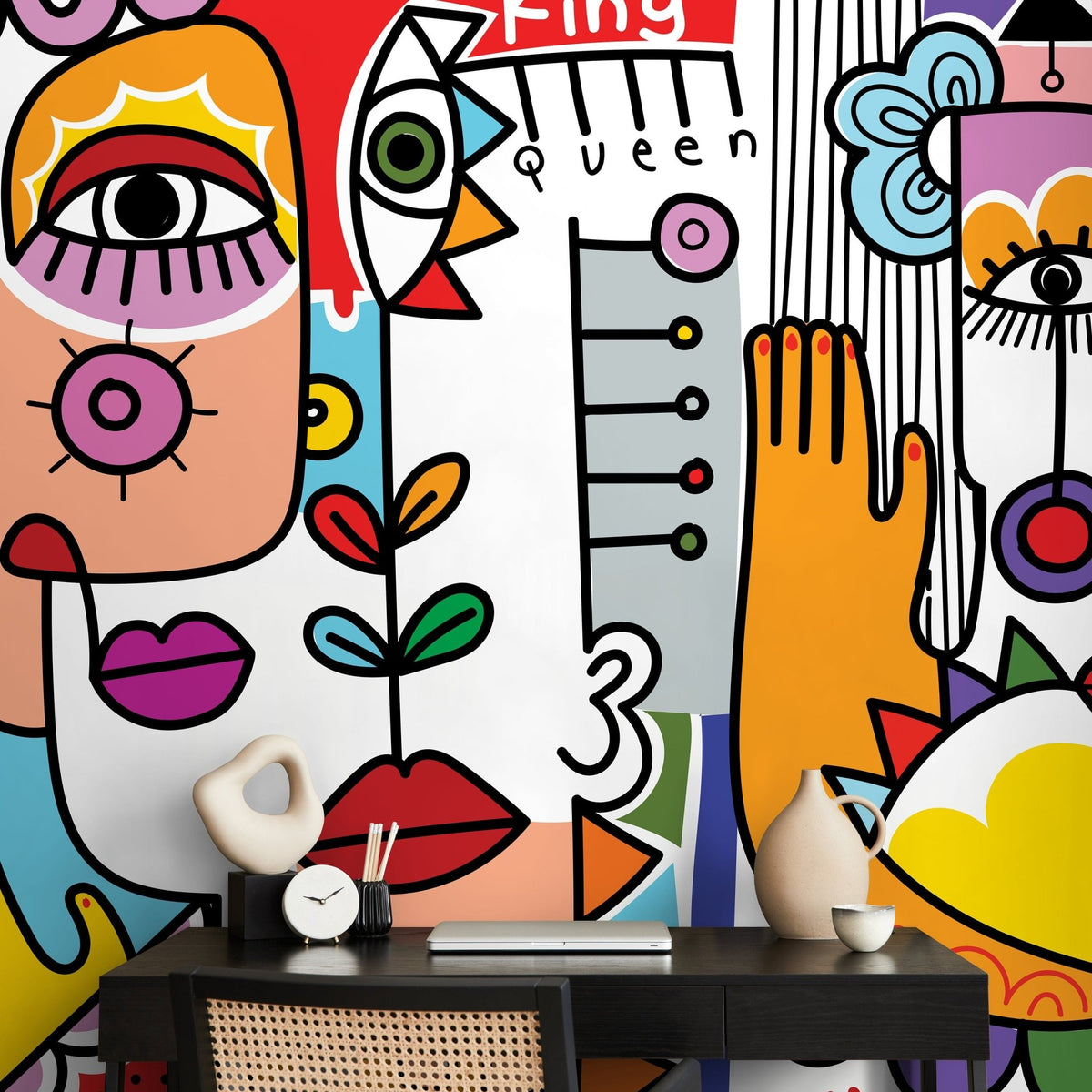 Colorful Abstract Mural Surreal Art Wallpaper Peel and Stick Wallpaper Home Decor - D596 - WallTrend