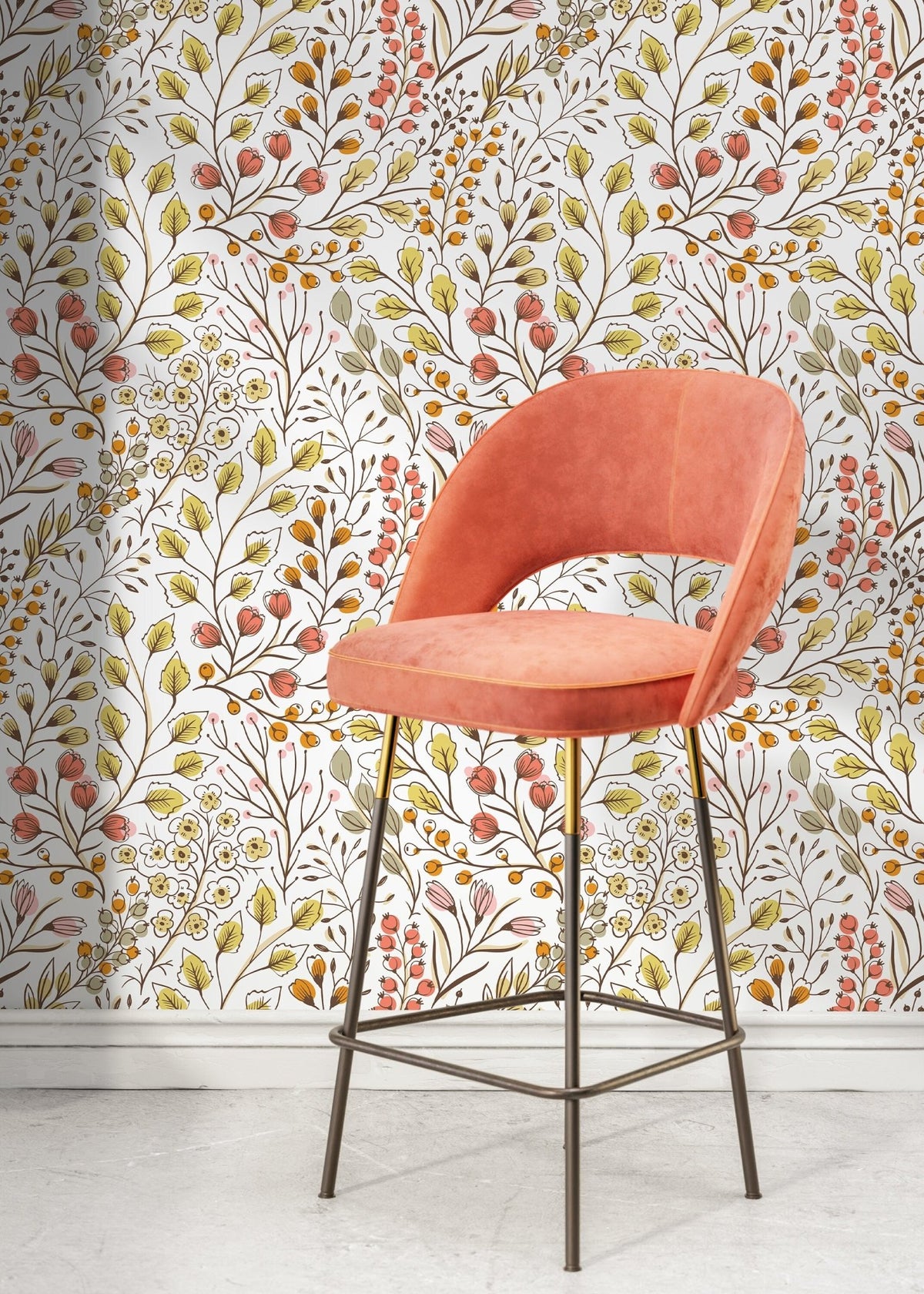Colorful Boho Floral Wallpaper / Peel and Stick Wallpaper Removable Wallpaper Home Decor Wall Art Wall Decor Room Decor - D147 - WallTrend