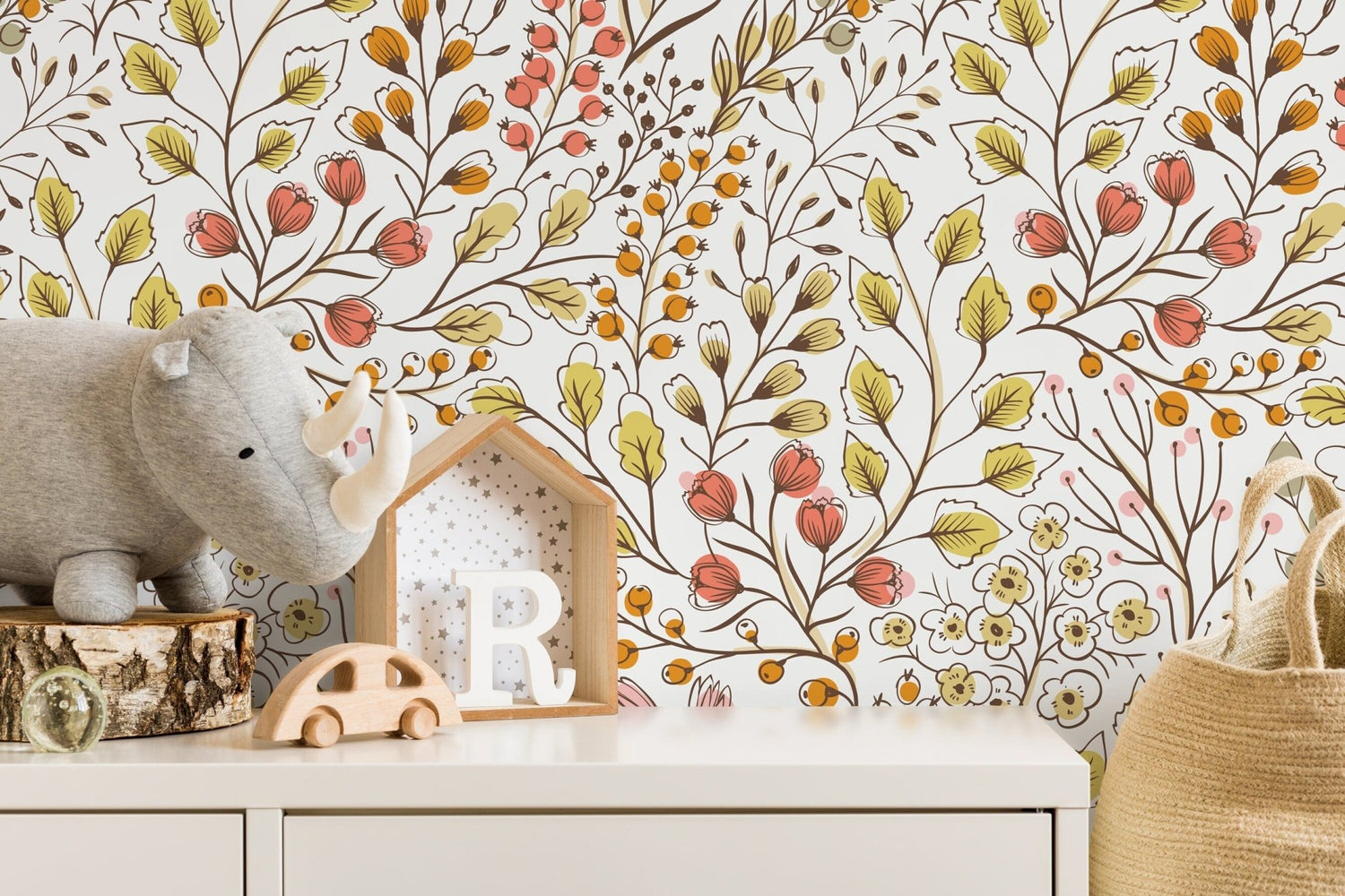 Colorful Boho Floral Wallpaper / Peel and Stick Wallpaper Removable Wallpaper Home Decor Wall Art Wall Decor Room Decor - D147 - WallTrend