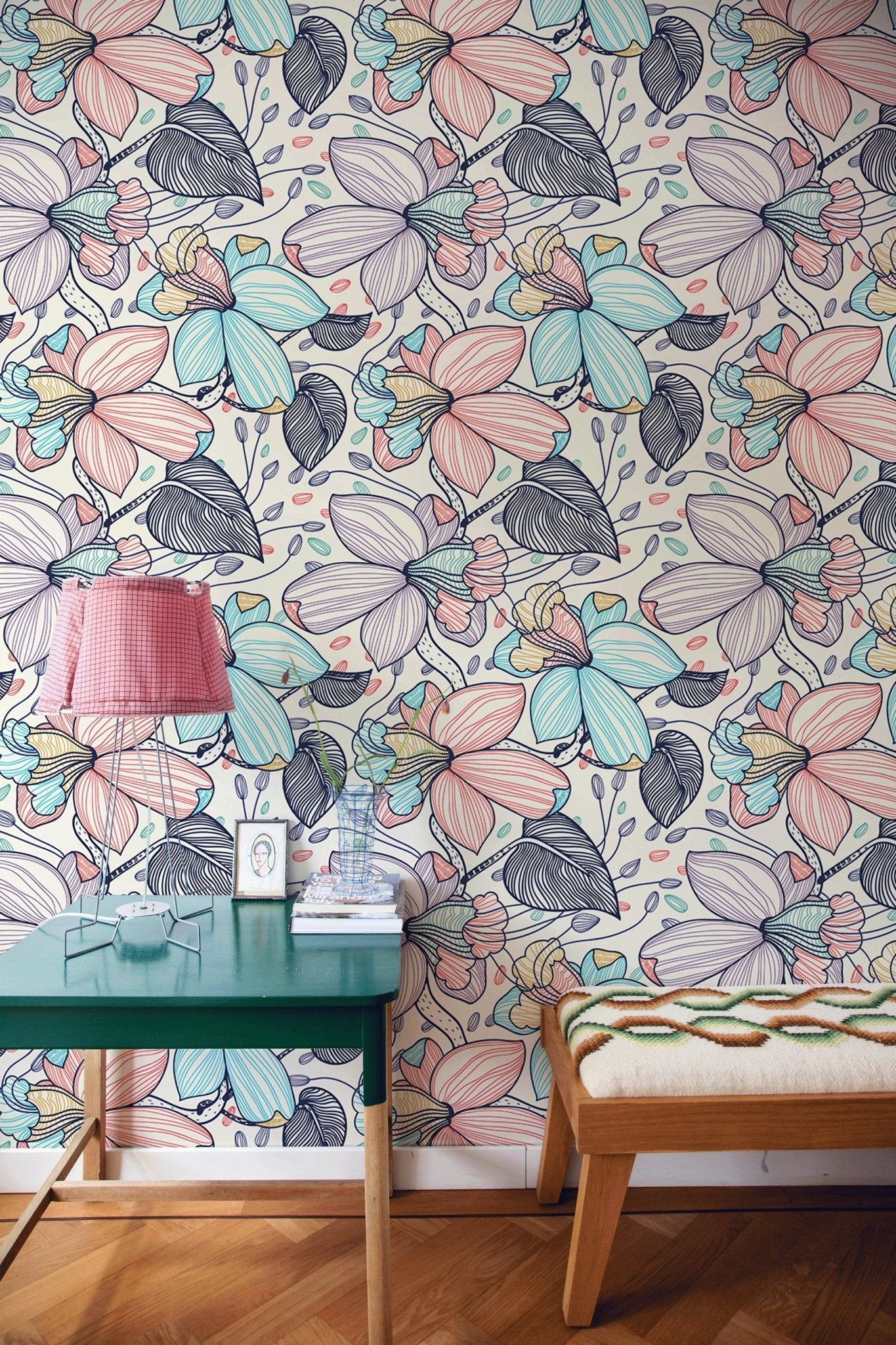 Colorful Botanical Illustration Wallpaper - B297 - WallTrend