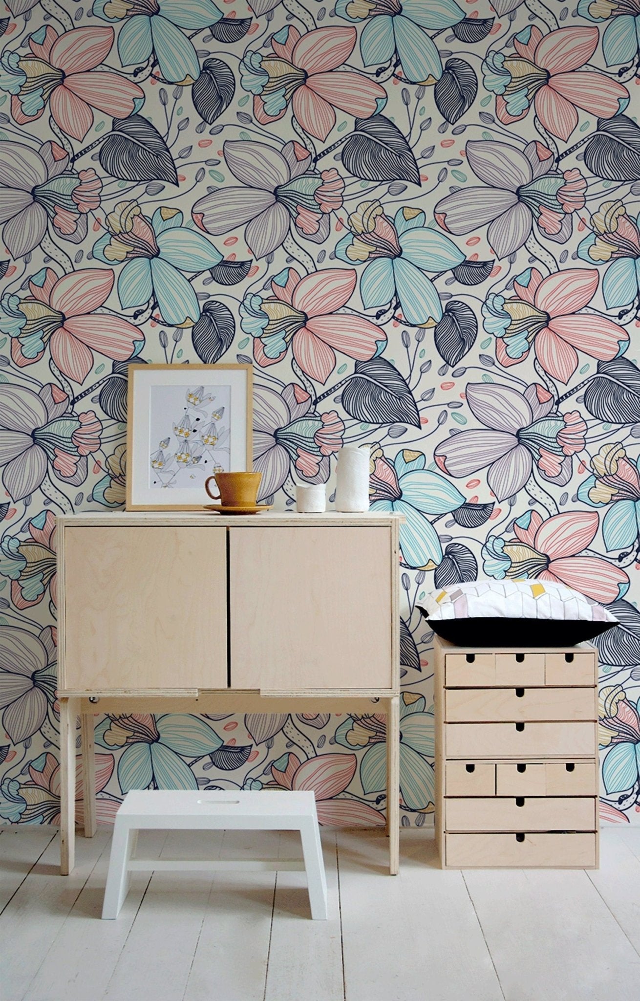 Colorful Botanical Illustration Wallpaper - B297 - WallTrend