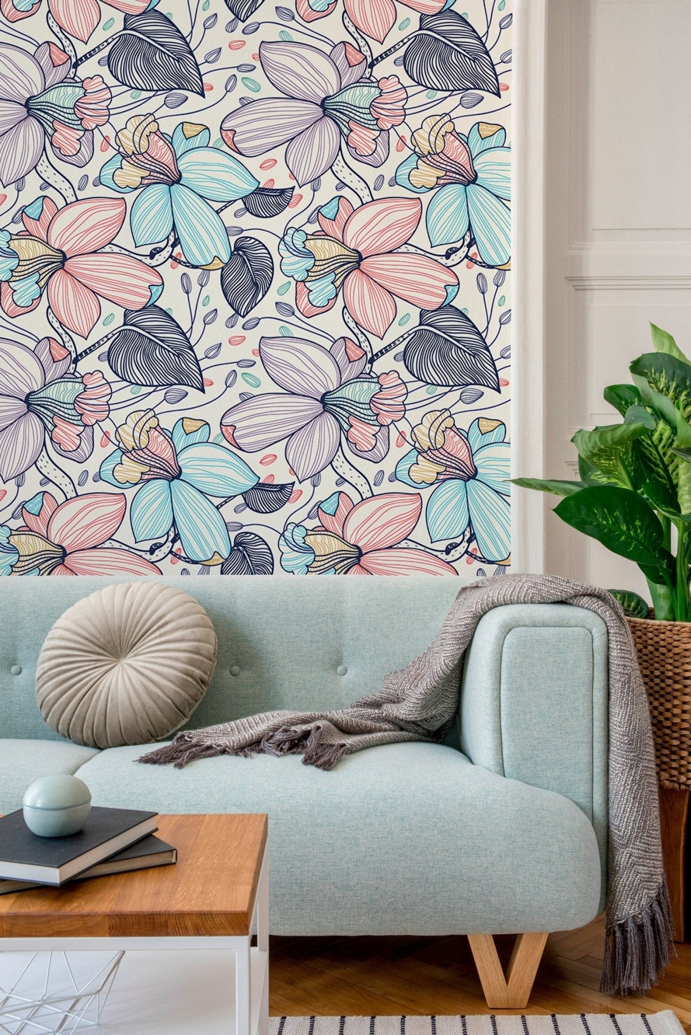 Colorful Botanical Illustration Wallpaper - B297 - WallTrend