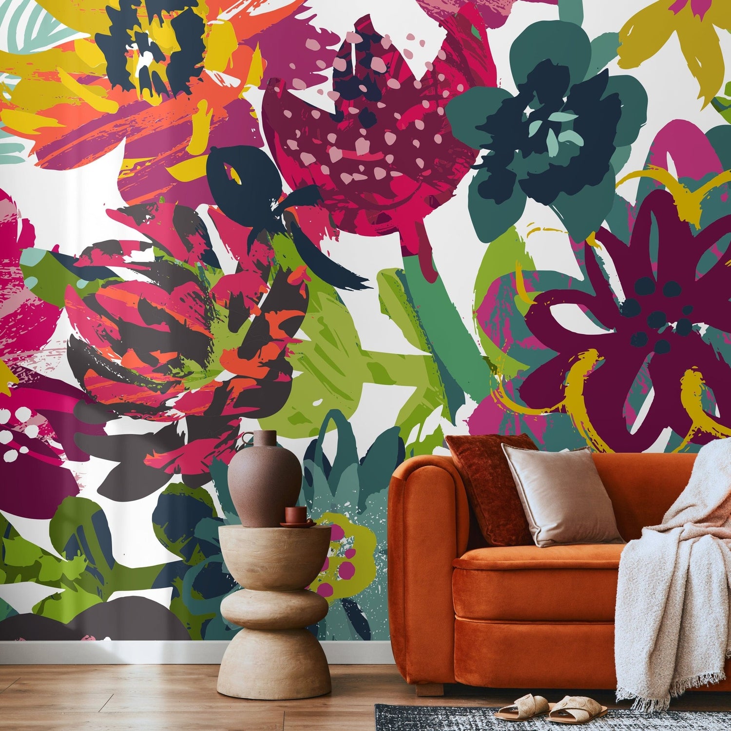 Colorful Floral Symphony Wallpaper - C109 - WallTrend