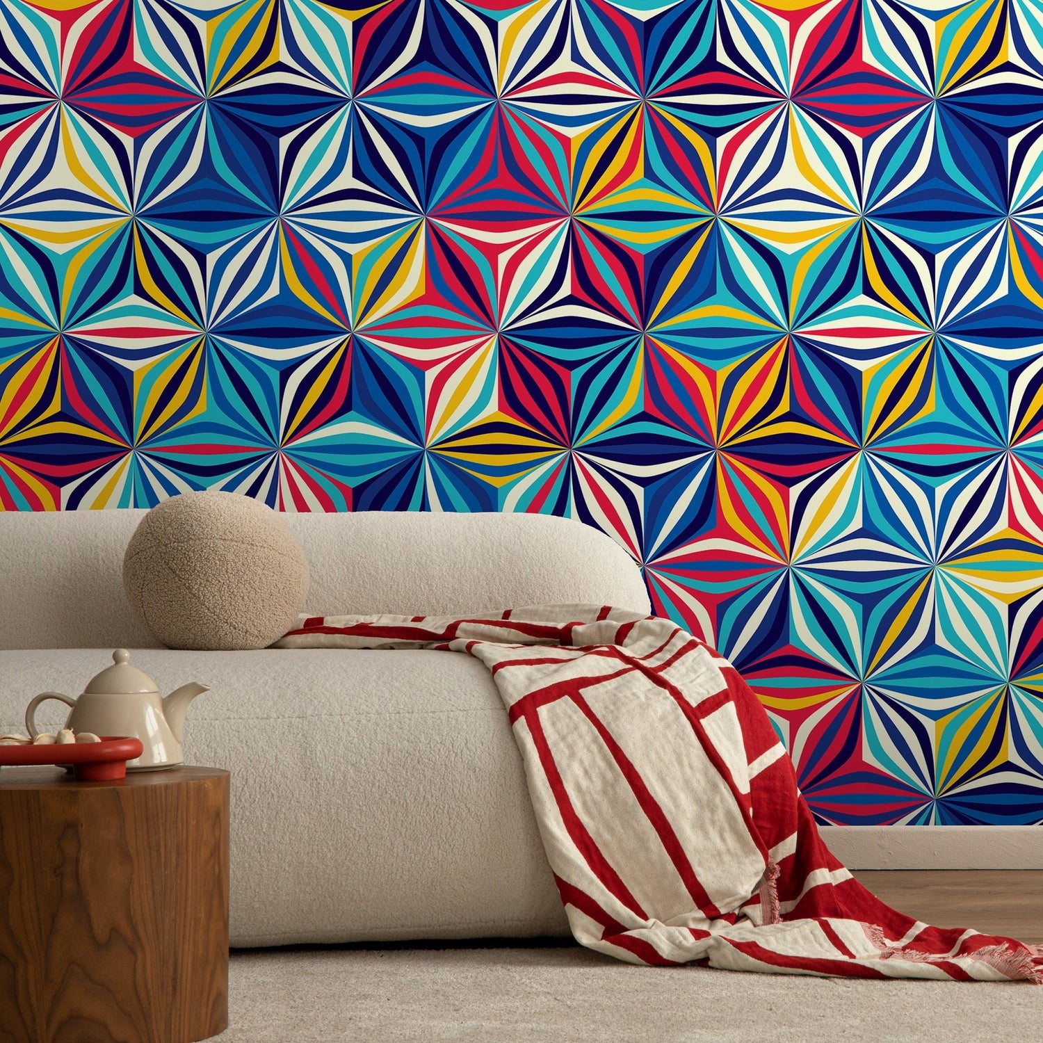 Colorful Geometric Starburst Wallpaper - A865 - WallTrend