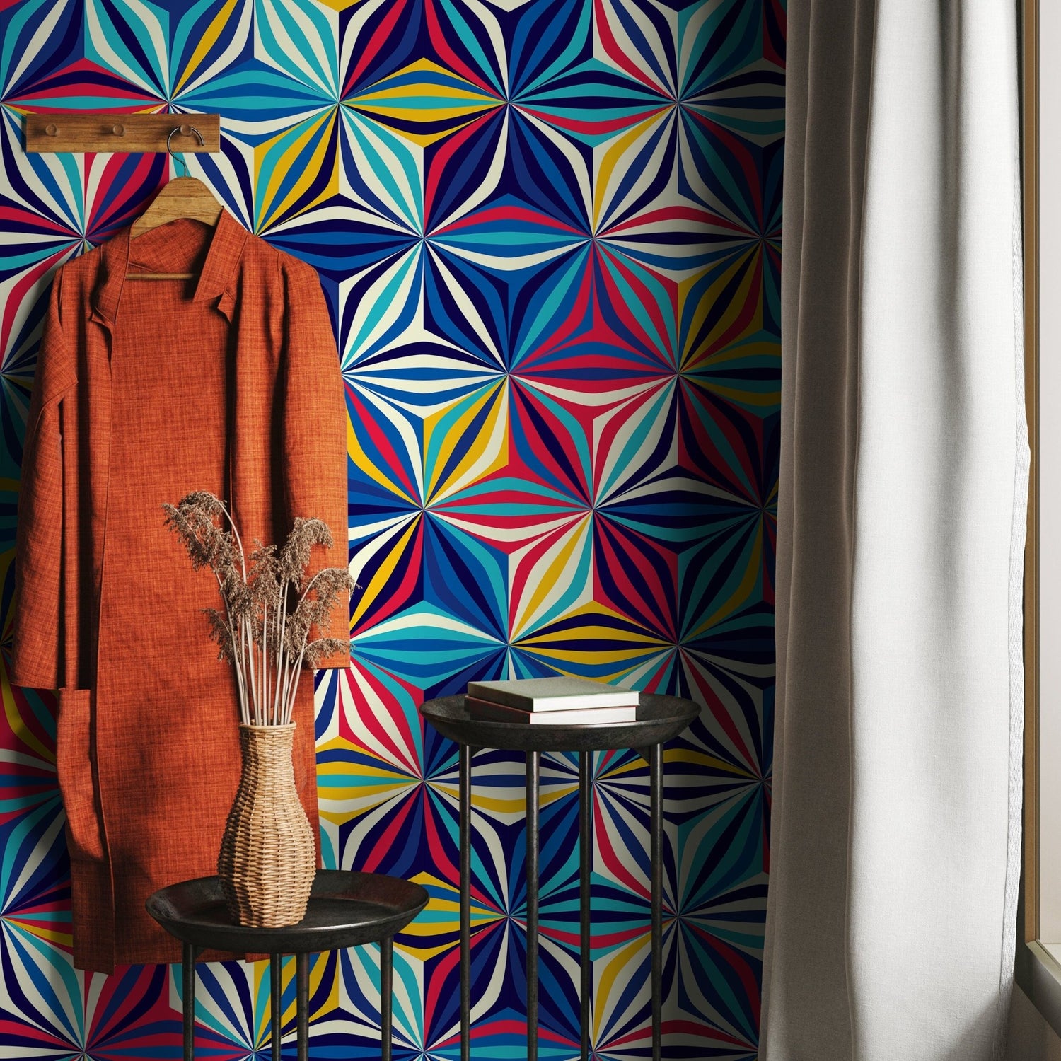 Colorful Geometric Starburst Wallpaper - A865 - WallTrend