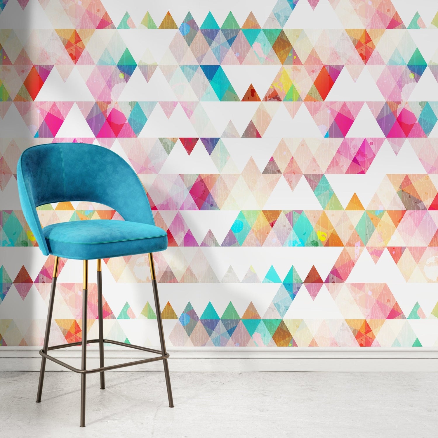 Colorful Geometric Triangles Wallpaper - A154 - WallTrend