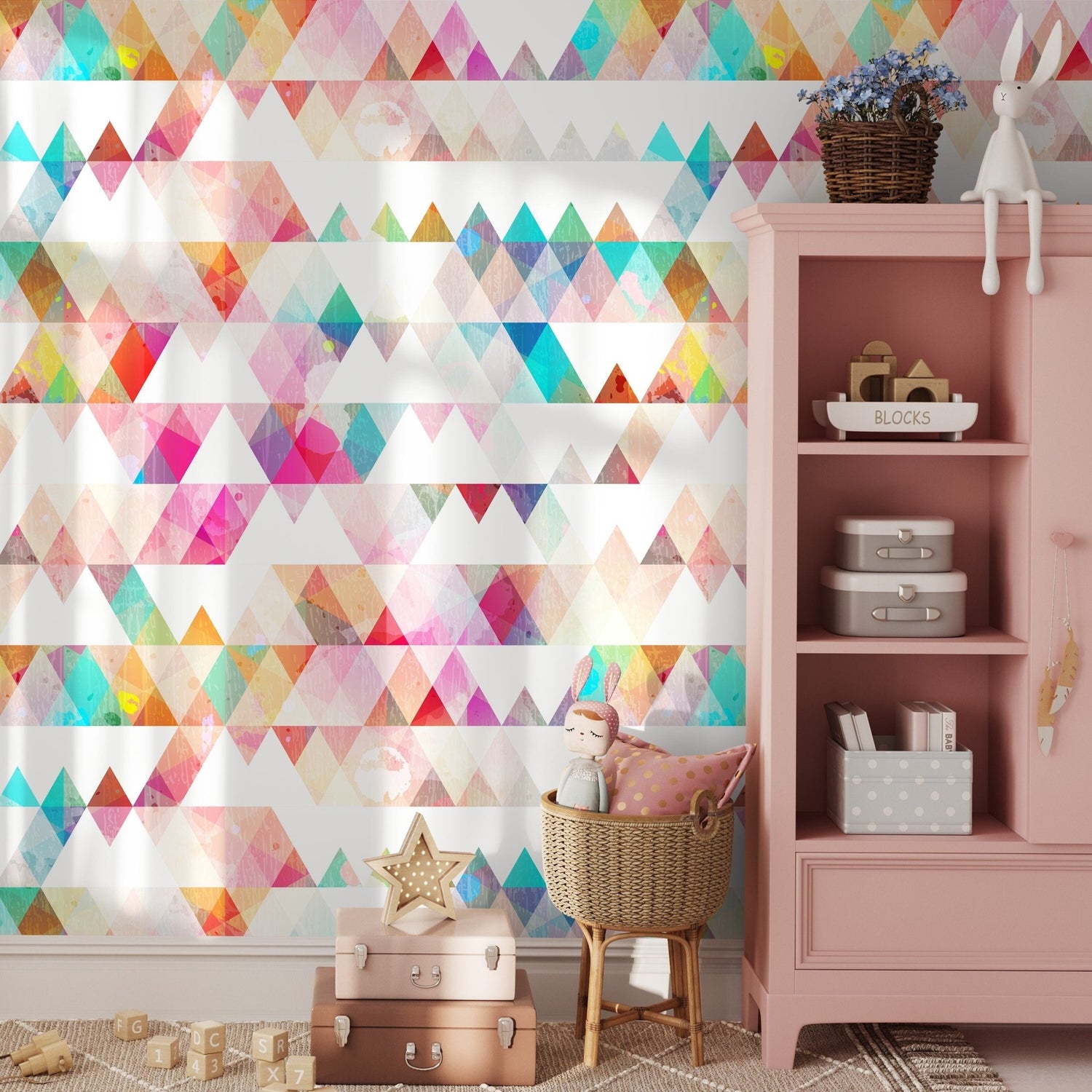 Colorful Geometric Triangles Wallpaper - A154 - WallTrend