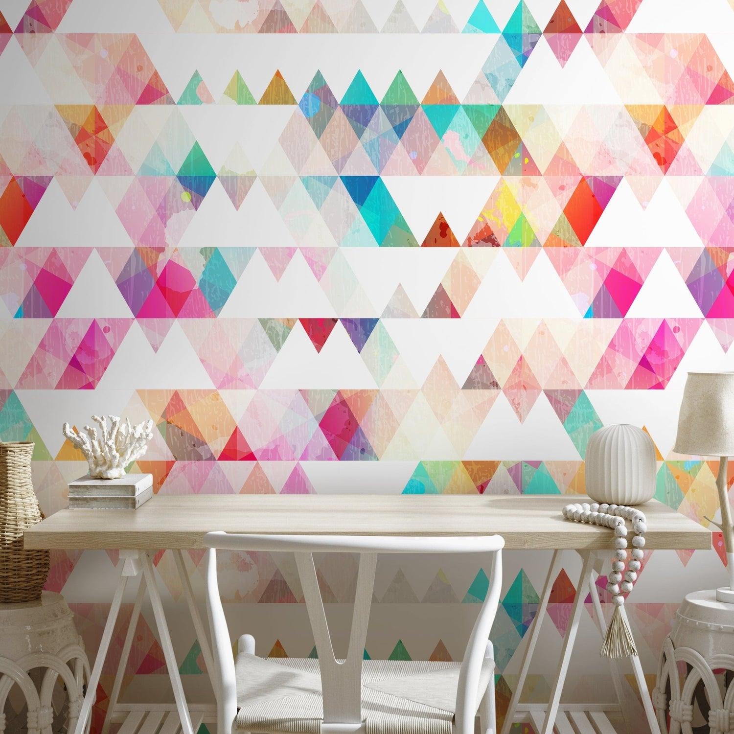 Colorful Geometric Triangles Wallpaper - A154 - WallTrend