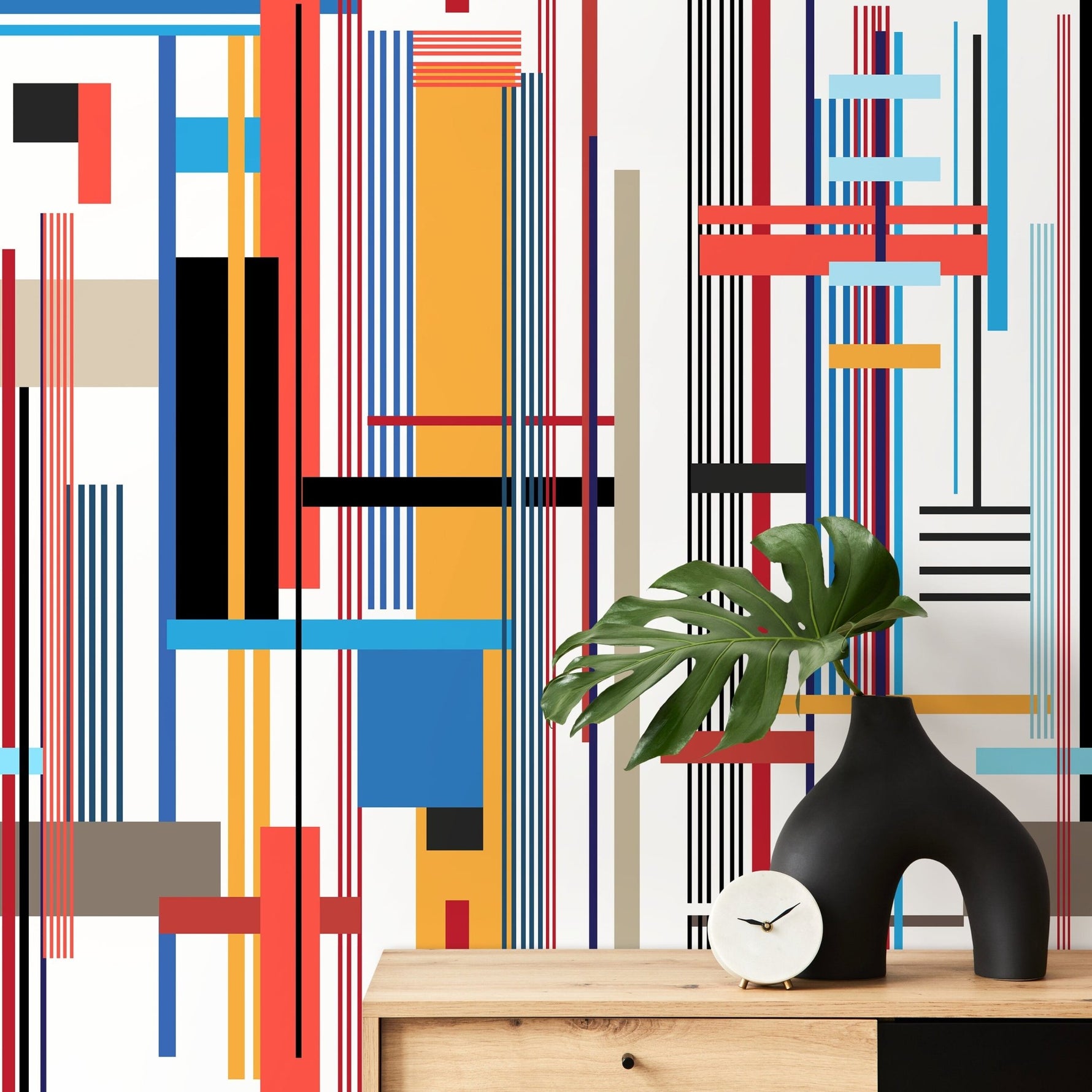 Colorful Geometric Wallpaper Abstract Wallpaper Peel and Stick and Traditional Wallpaper - D753 - WallTrend