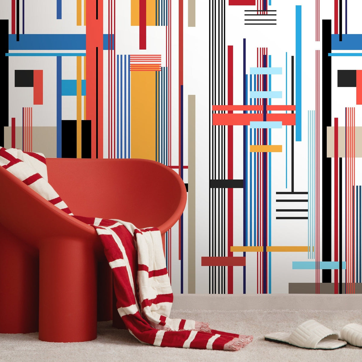 Colorful Geometric Wallpaper Abstract Wallpaper Peel and Stick and Traditional Wallpaper - D753 - WallTrend