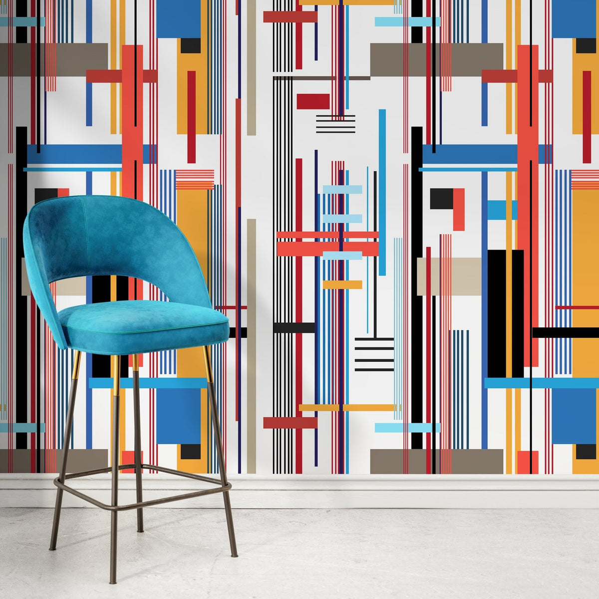 Colorful Geometric Wallpaper Abstract Wallpaper Peel and Stick and Traditional Wallpaper - D753 - WallTrend