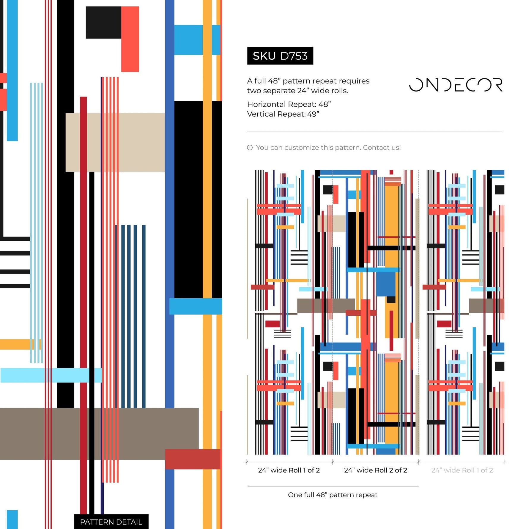 Colorful Geometric Wallpaper Abstract Wallpaper Peel and Stick and Traditional Wallpaper - D753 - WallTrend