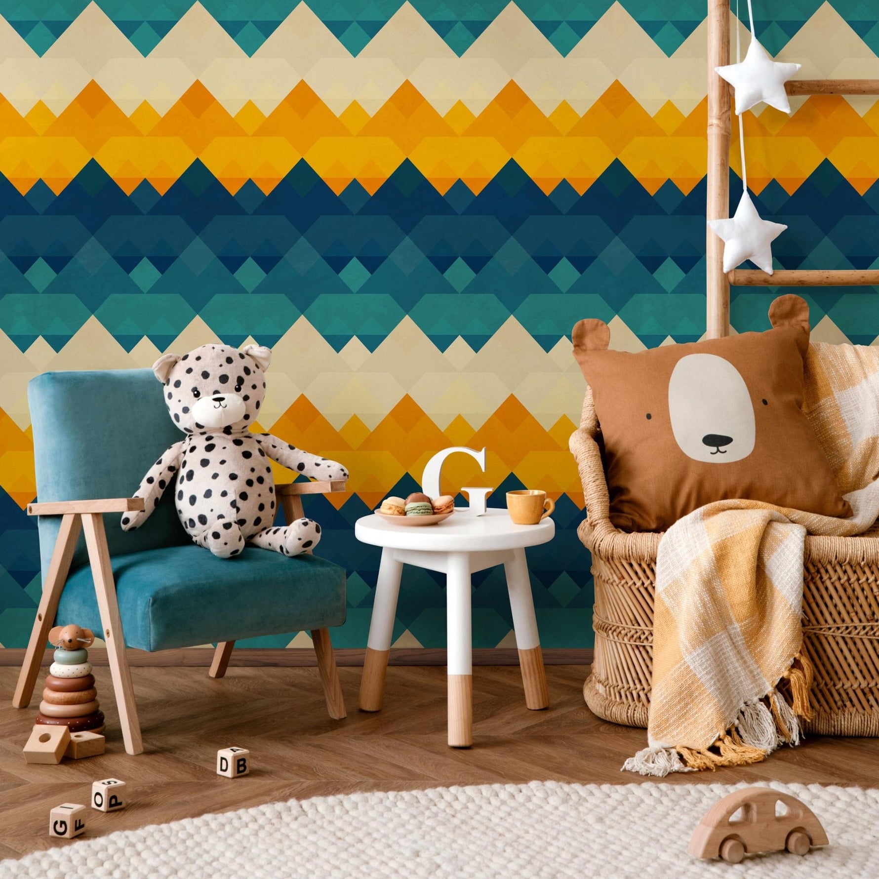 Colorful Geometric Wallpaper Kid Playroom Wallpaper Peel and Stick and Traditional Wallpaper - A943 - WallTrend