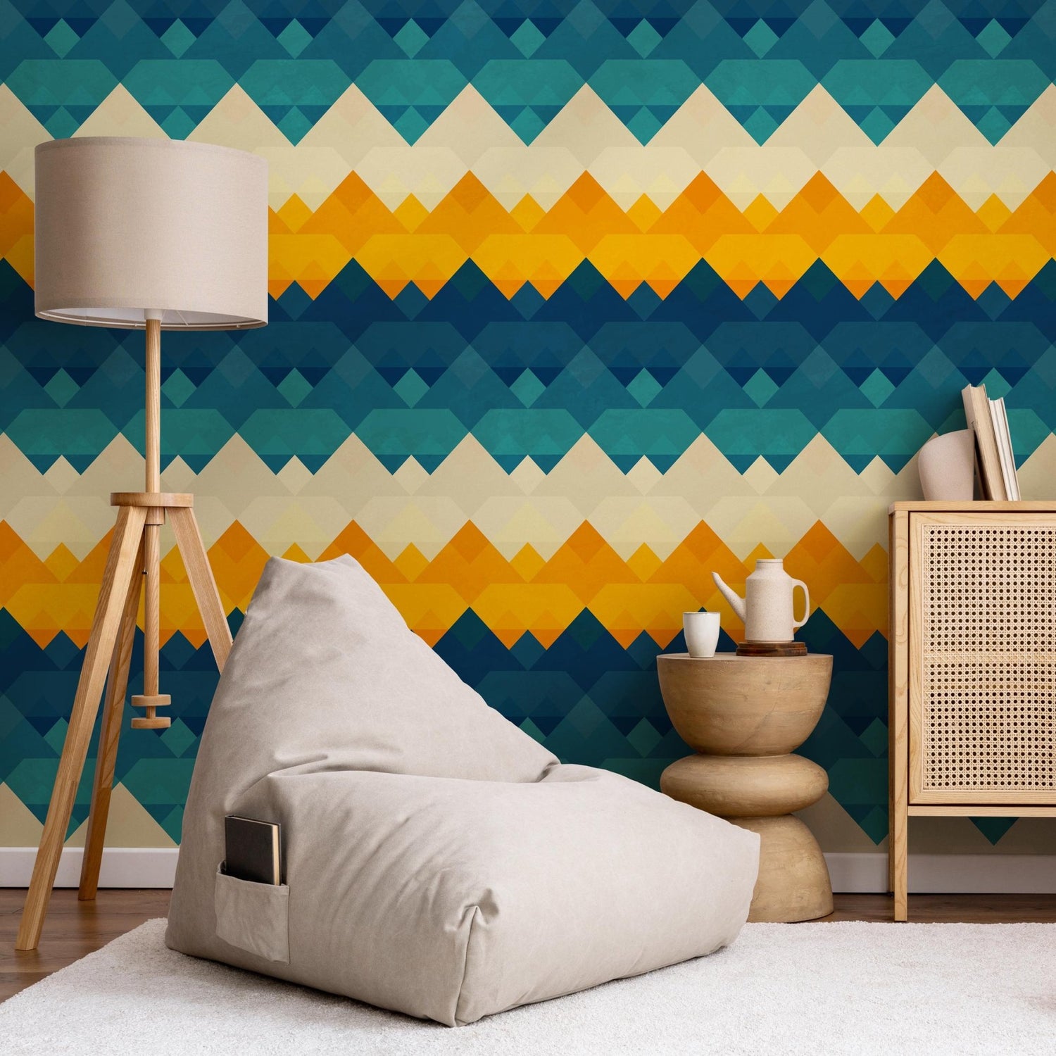 Colorful Geometric Wallpaper Kid Playroom Wallpaper Peel and Stick and Traditional Wallpaper - A943 - WallTrend