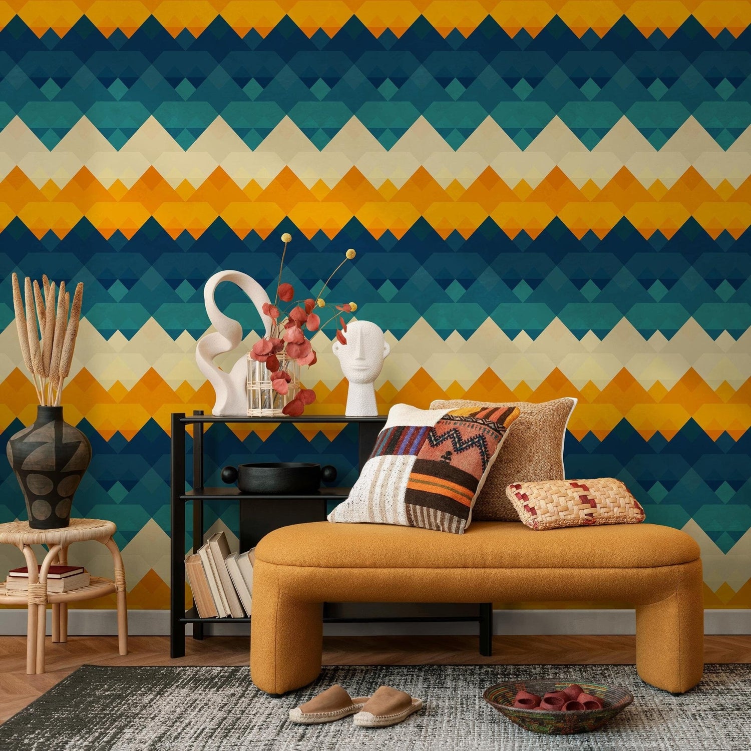 Colorful Geometric Wallpaper Kid Playroom Wallpaper Peel and Stick and Traditional Wallpaper - A943 - WallTrend