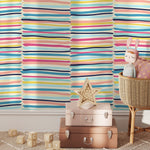 Colorful Lines Wallpaper Kids Wallpaper Peel and Stick and Traditional Wallpaper - D792 - WallTrend