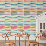 Colorful Lines Wallpaper Kids Wallpaper Peel and Stick and Traditional Wallpaper - D792 - WallTrend