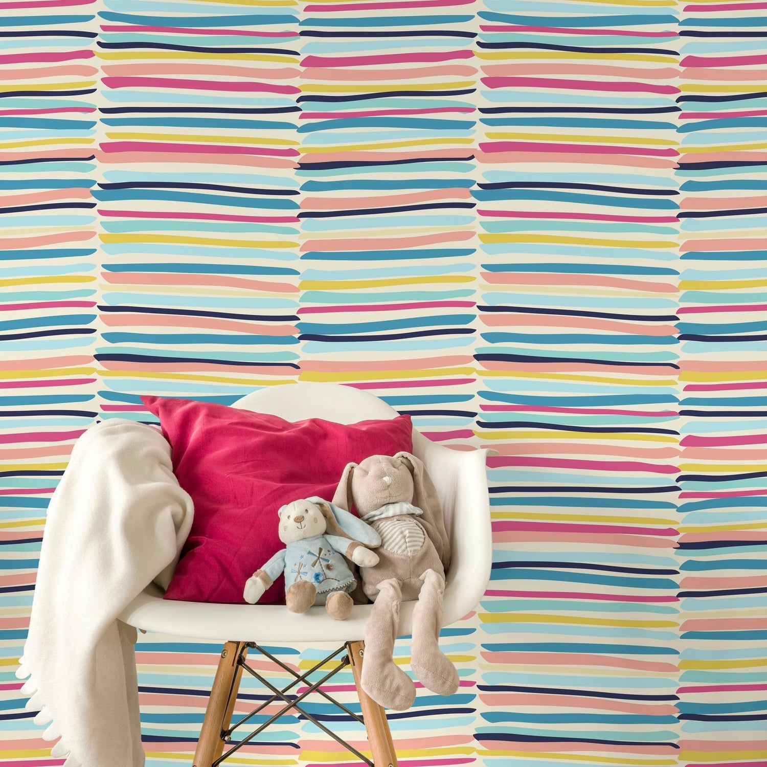 Colorful Lines Wallpaper Kids Wallpaper Peel and Stick and Traditional Wallpaper - D792 - WallTrend