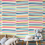 Colorful Lines Wallpaper Kids Wallpaper Peel and Stick and Traditional Wallpaper - D792 - WallTrend