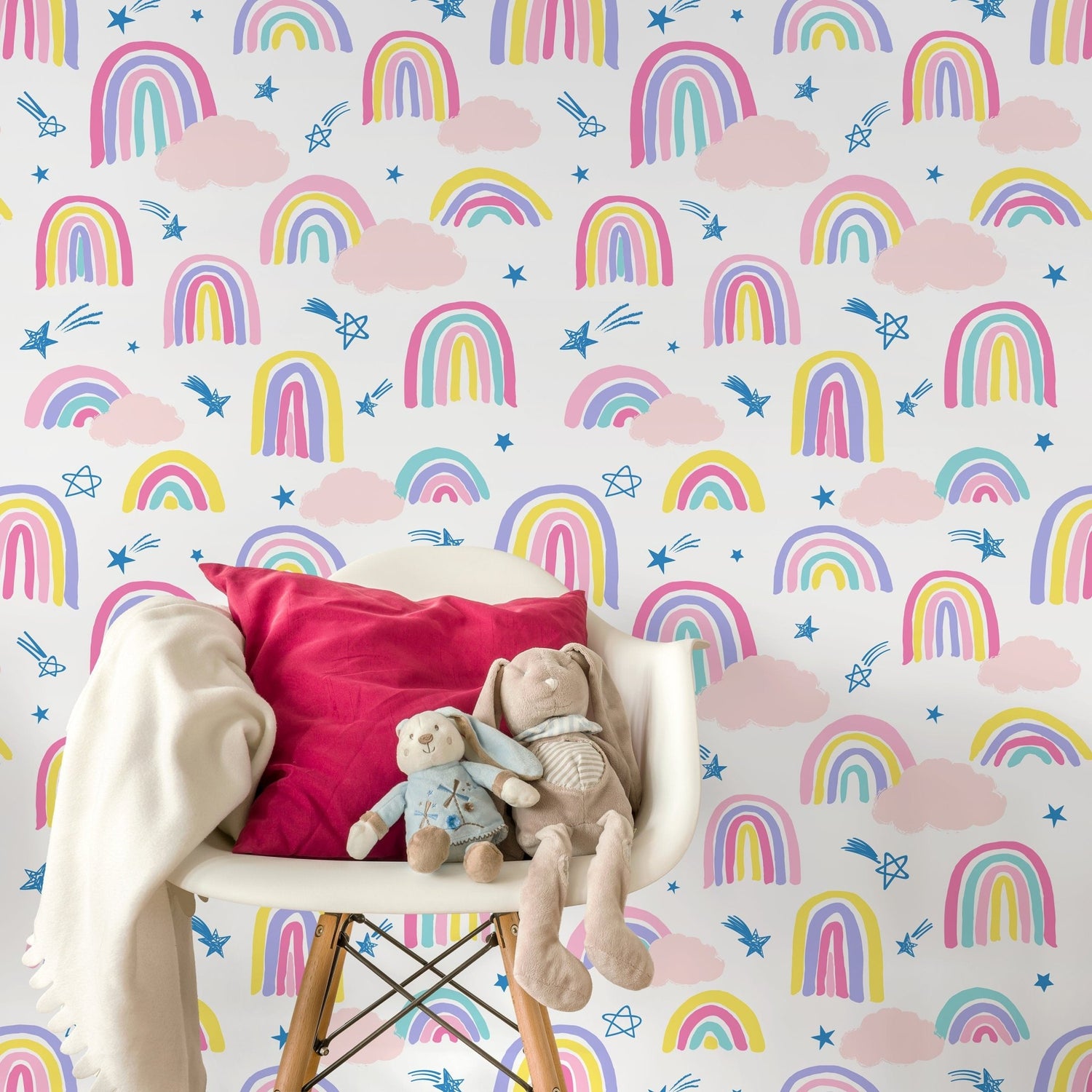 Colorful Rainbow and Stars Wallpaper - B486 - WallTrend