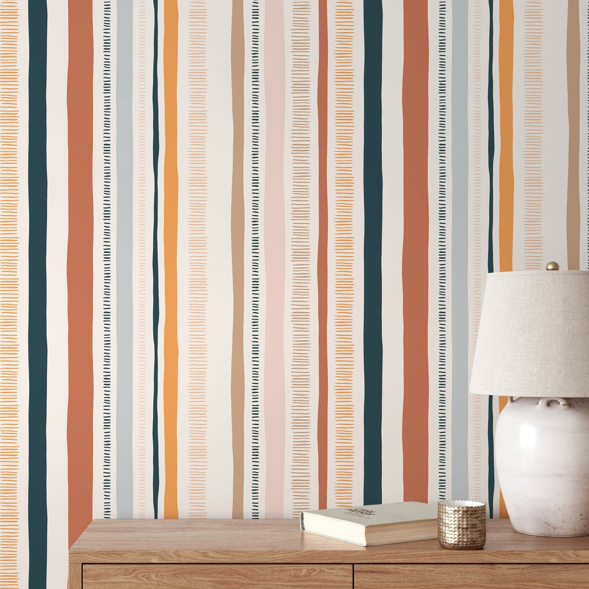 Colorful Striped Wallpaper Abstract Wallpaper Peel and Stick and Traditional Wallpaper - D809 - WallTrend