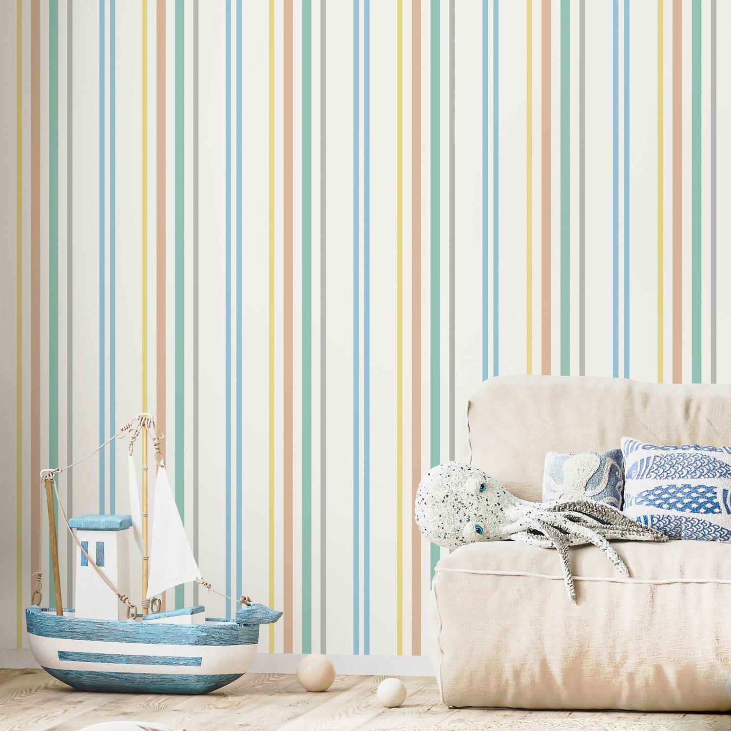 Colorful Striped Wallpaper Farmhouse Wallpaper Peel and Stick and Traditional Wallpaper - D786 - WallTrend