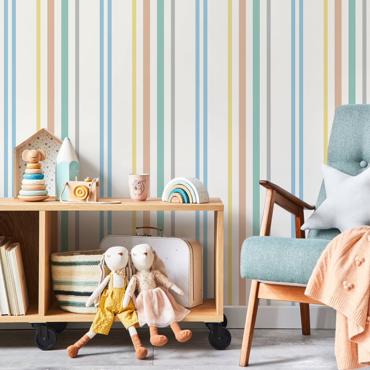 Colorful Striped Wallpaper Farmhouse Wallpaper Peel and Stick and Traditional Wallpaper - D786 - WallTrend