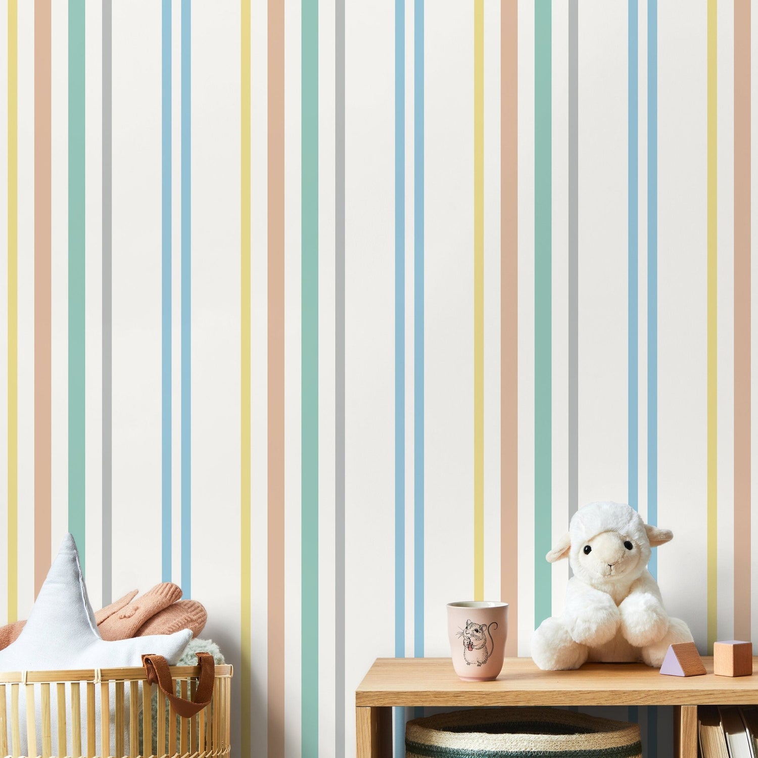 Colorful Striped Wallpaper Farmhouse Wallpaper Peel and Stick and Traditional Wallpaper - D786 - WallTrend