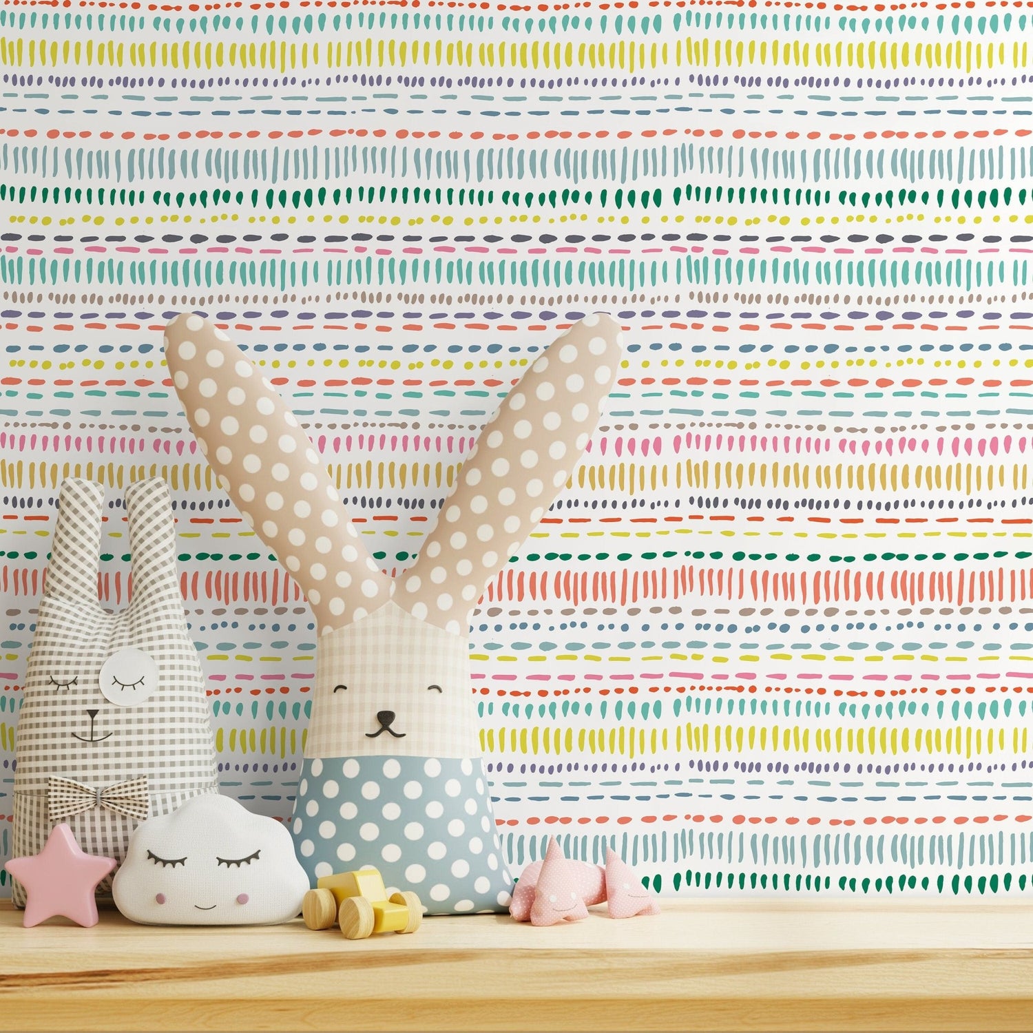 Colorful Striped Wallpaper kids Playroom Wallpaper Peel and Stick and Traditional Wallpaper - A593 - WallTrend