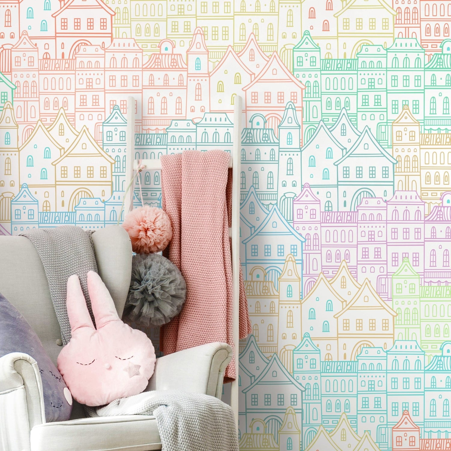 Colorful Townscape Wallpaper - A743 - WallTrend