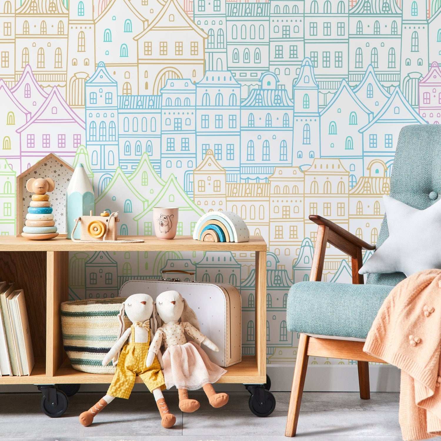 Colorful Townscape Wallpaper - A743 - WallTrend