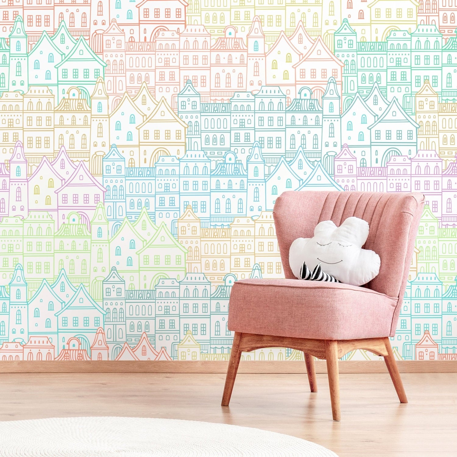Colorful Townscape Wallpaper - A743 - WallTrend