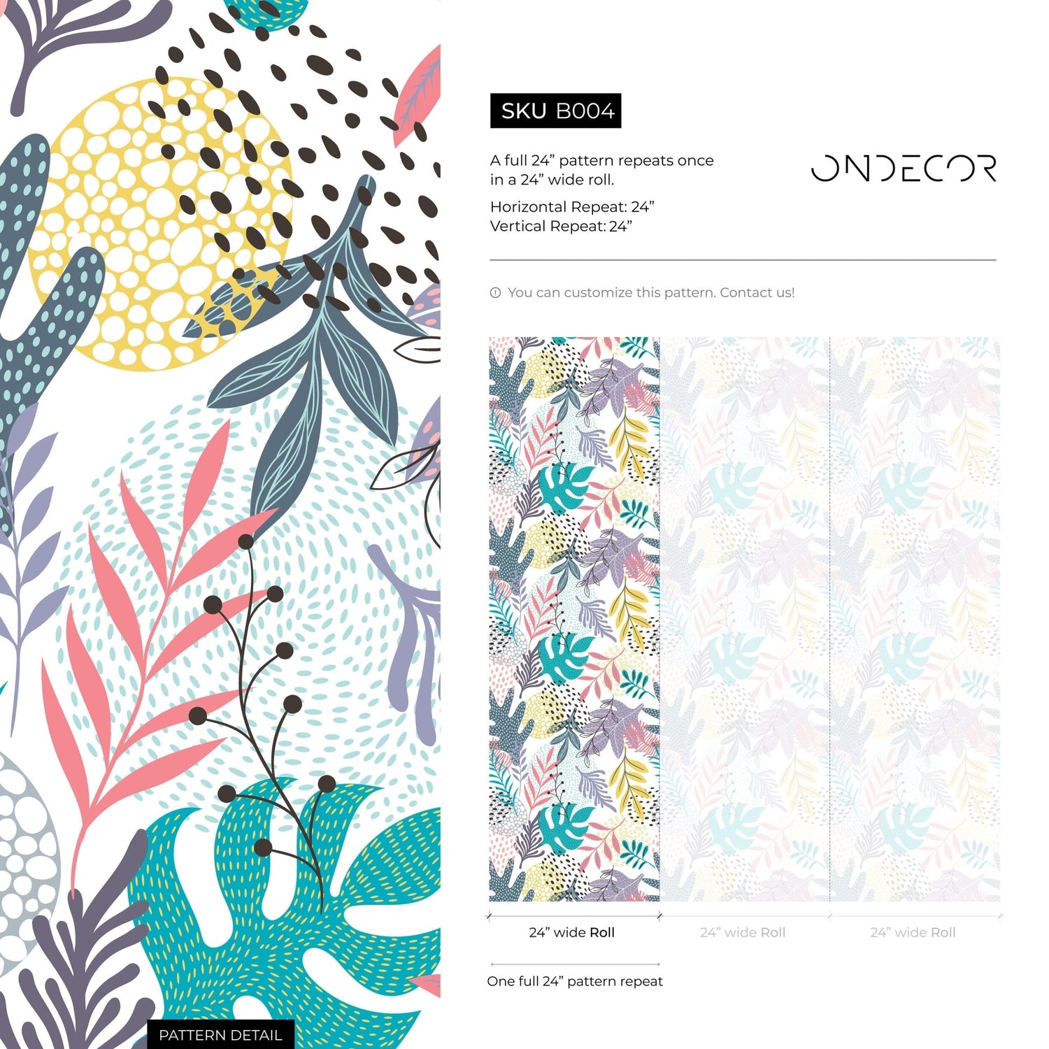 Colorful Tropical Botanicals Wallpaper - B004 - WallTrend