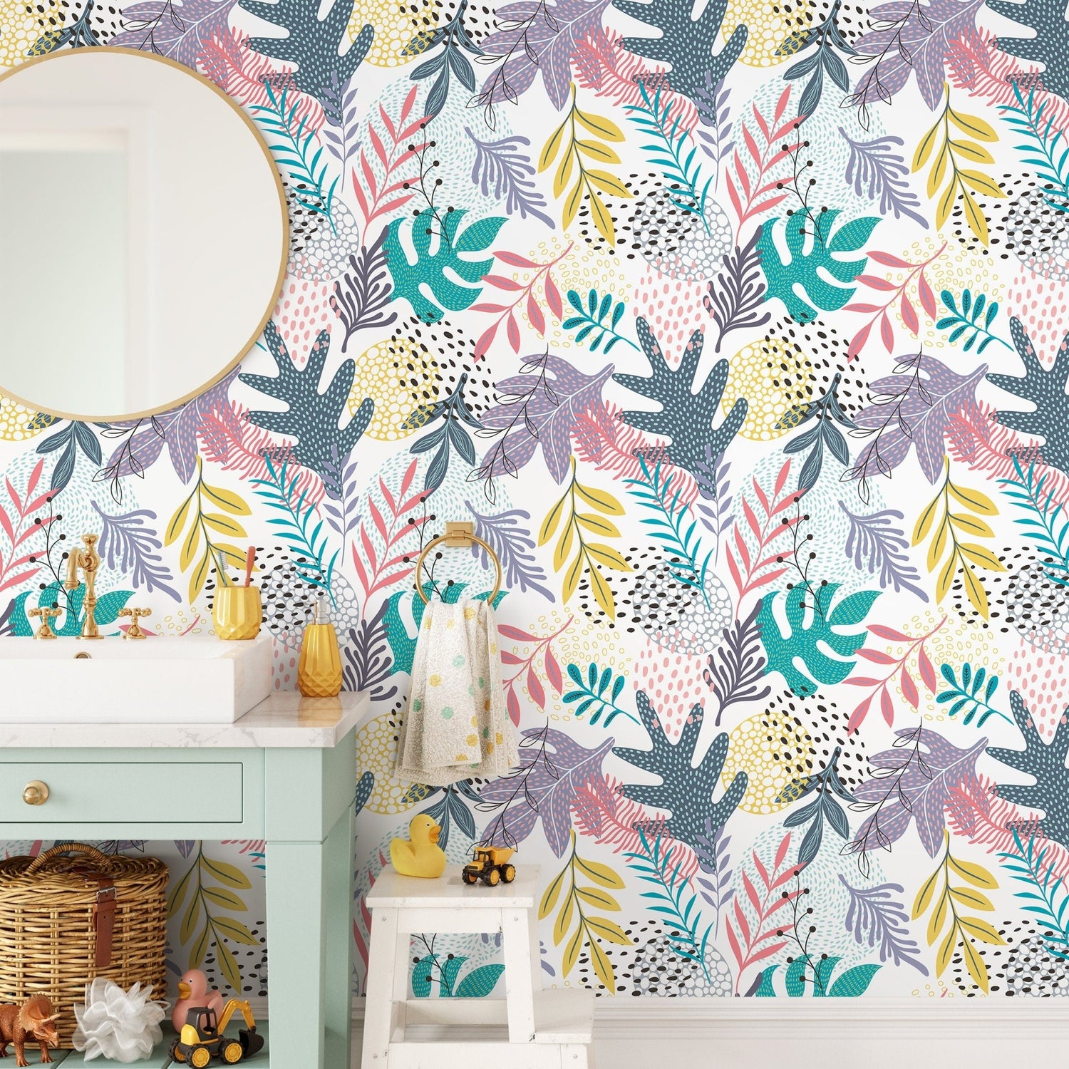 Colorful Tropical Botanicals Wallpaper - B004 - WallTrend