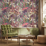 Colorful Tropical Leaves Wallpaper Peel and Stick and Traditional Wallpaper - B746 - WallTrend