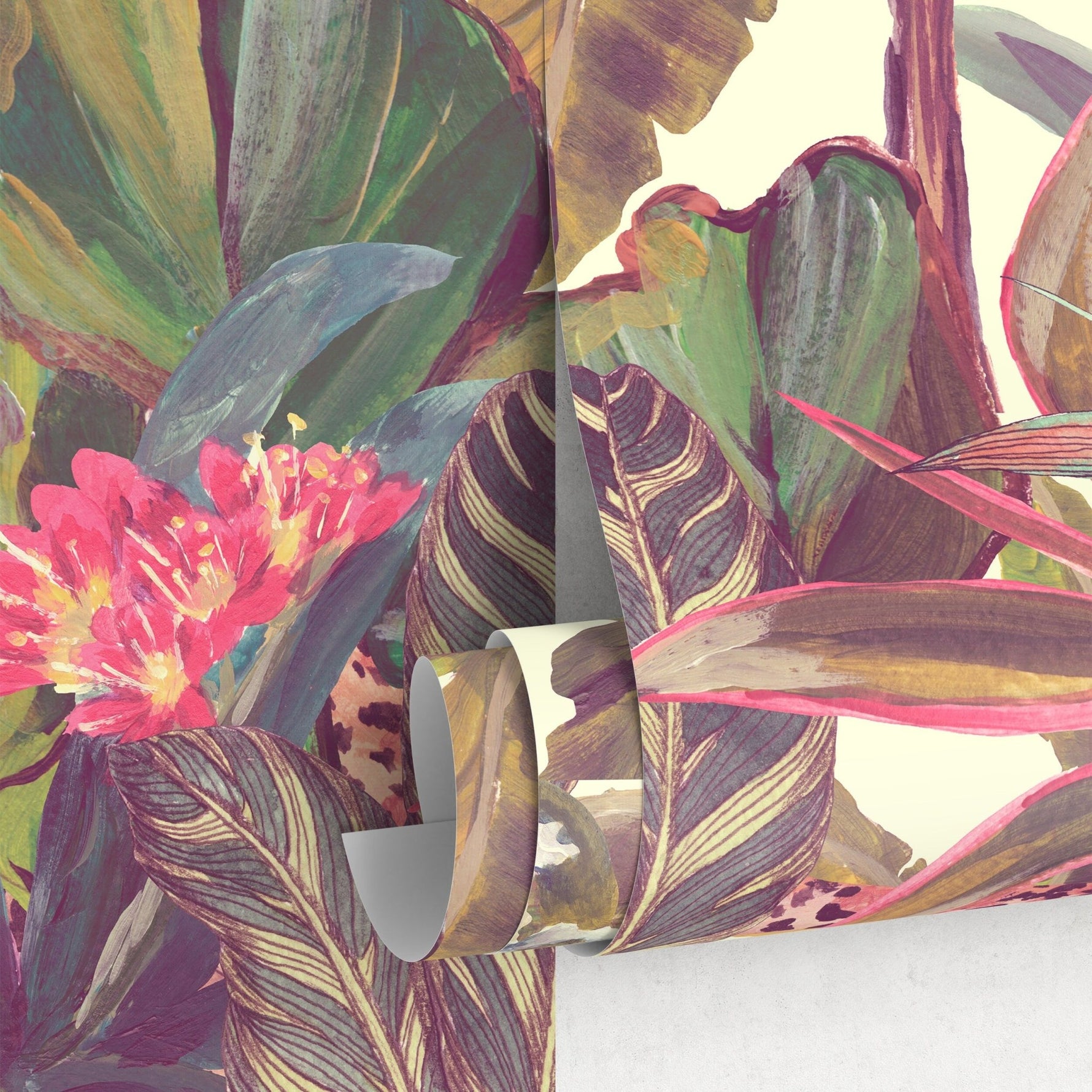 Colorful Tropical Leaves Wallpaper Peel and Stick and Traditional Wallpaper - B746 - WallTrend